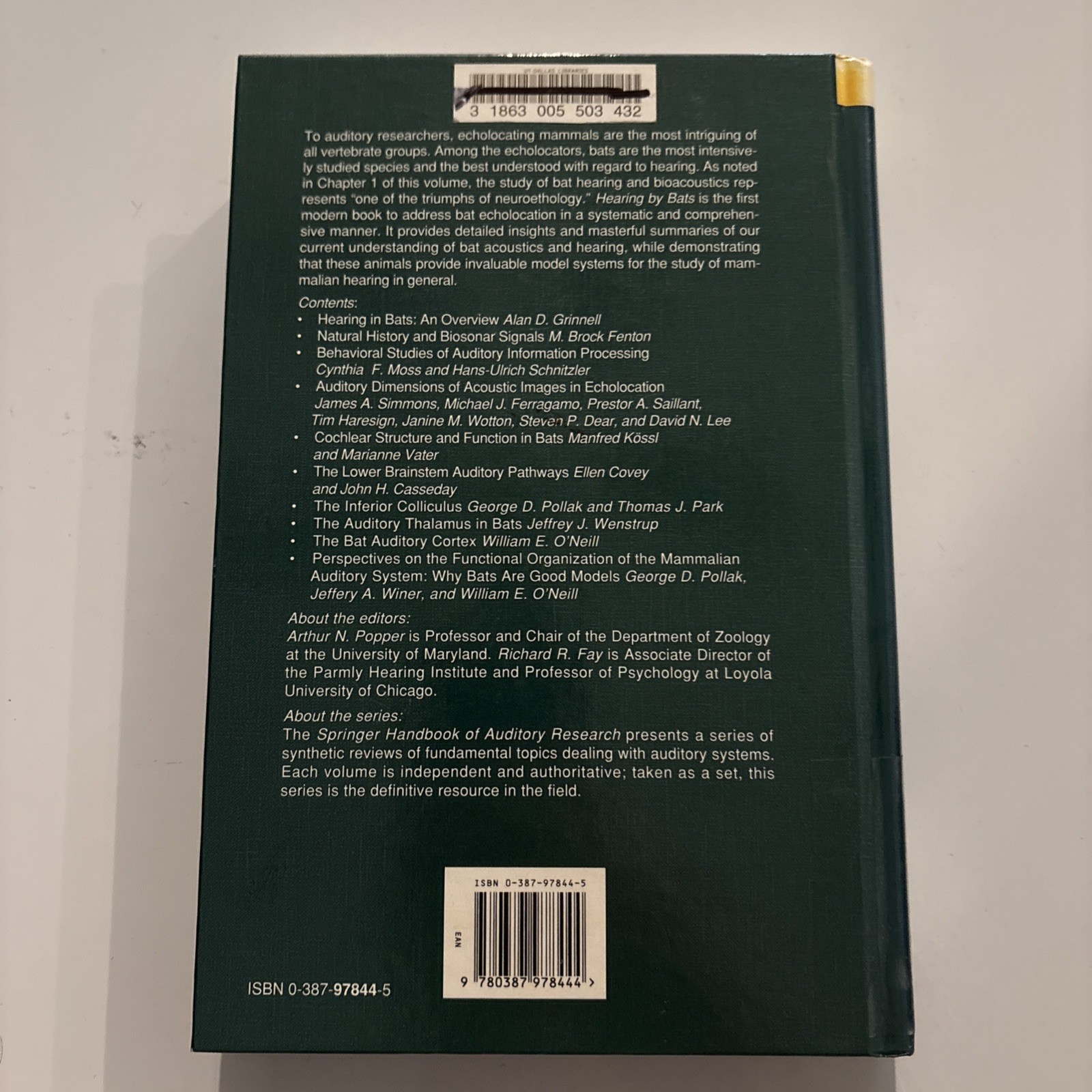 Springer Handbook of Auditory Research Ser.: Hearing by Bats by Richard R….