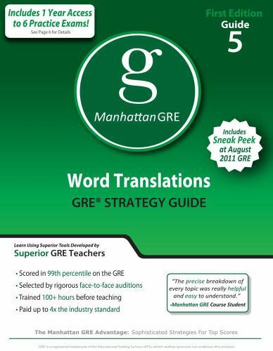 Word Translations GRE Preparation Guide, 1st Edition by Manhattan GRE, –