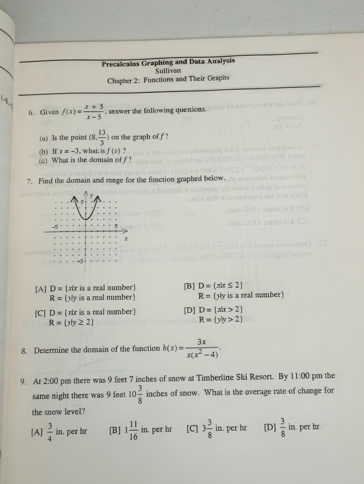 Precalculus Graphing And Data Analysis Test Item File Michael Sullivan III