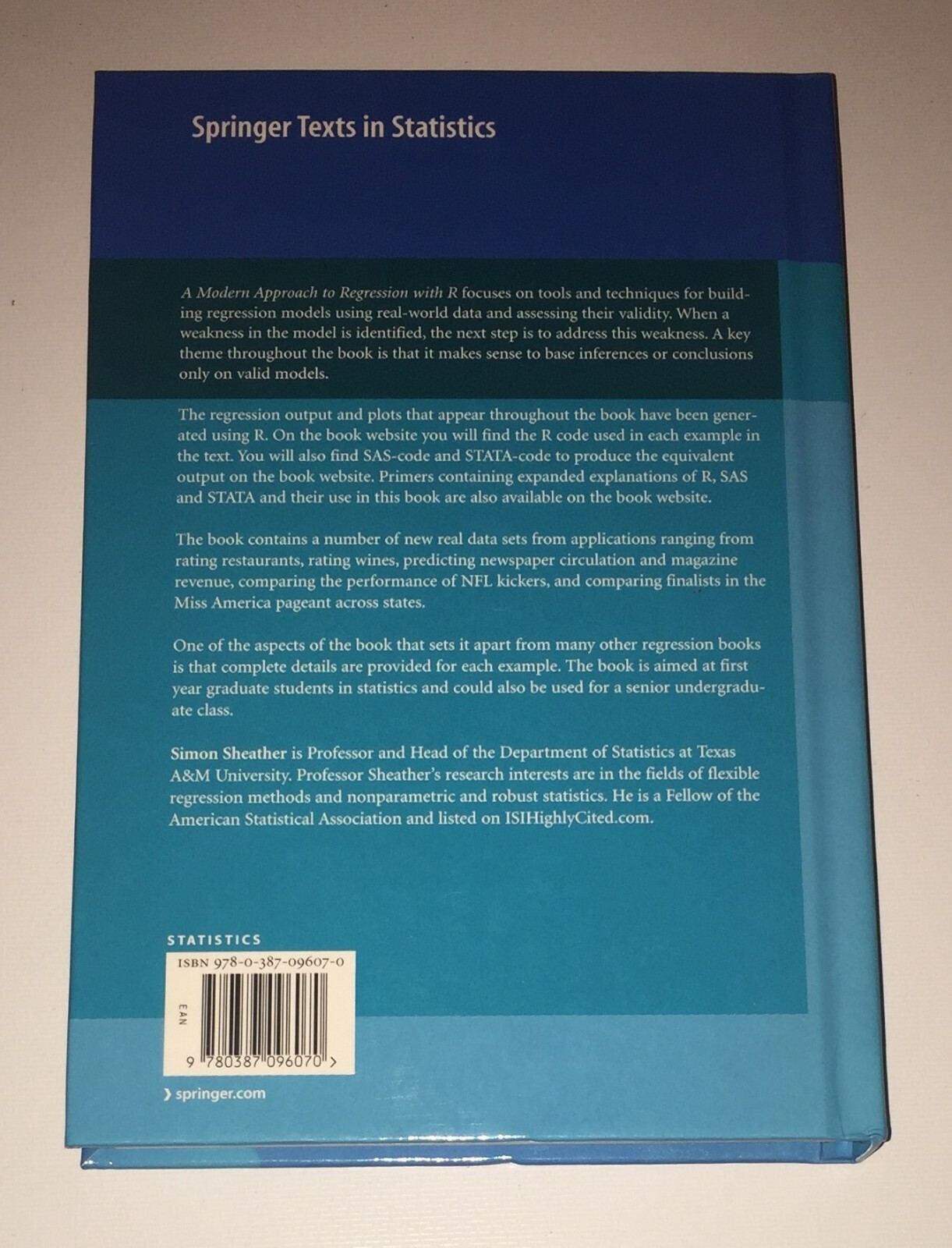 Sheather Modern Approach to Regression with R Springer Statistics HC like new