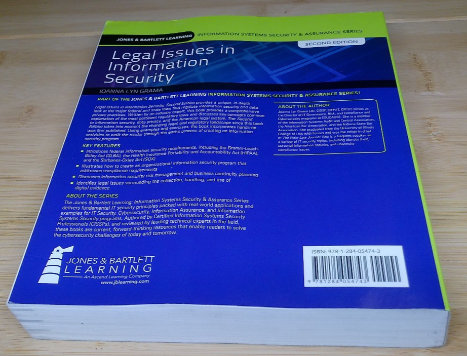 Legal Issues in Information Security 2nd Edition by Joanna Lyn Grama (Paperback)