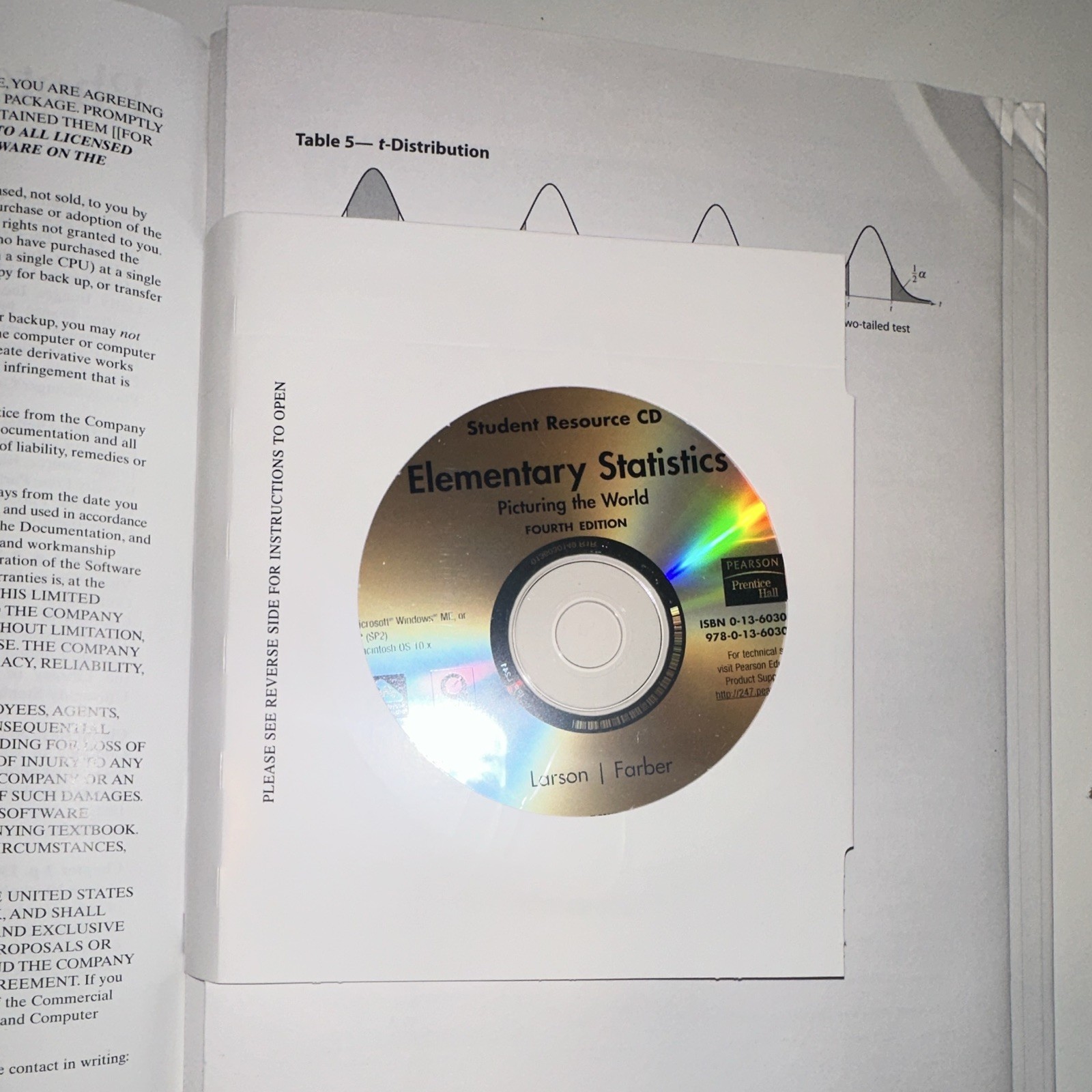 Elementary Statistics: Picturing the World 4th Ed HC Larson Farber 2009 CD-ROM