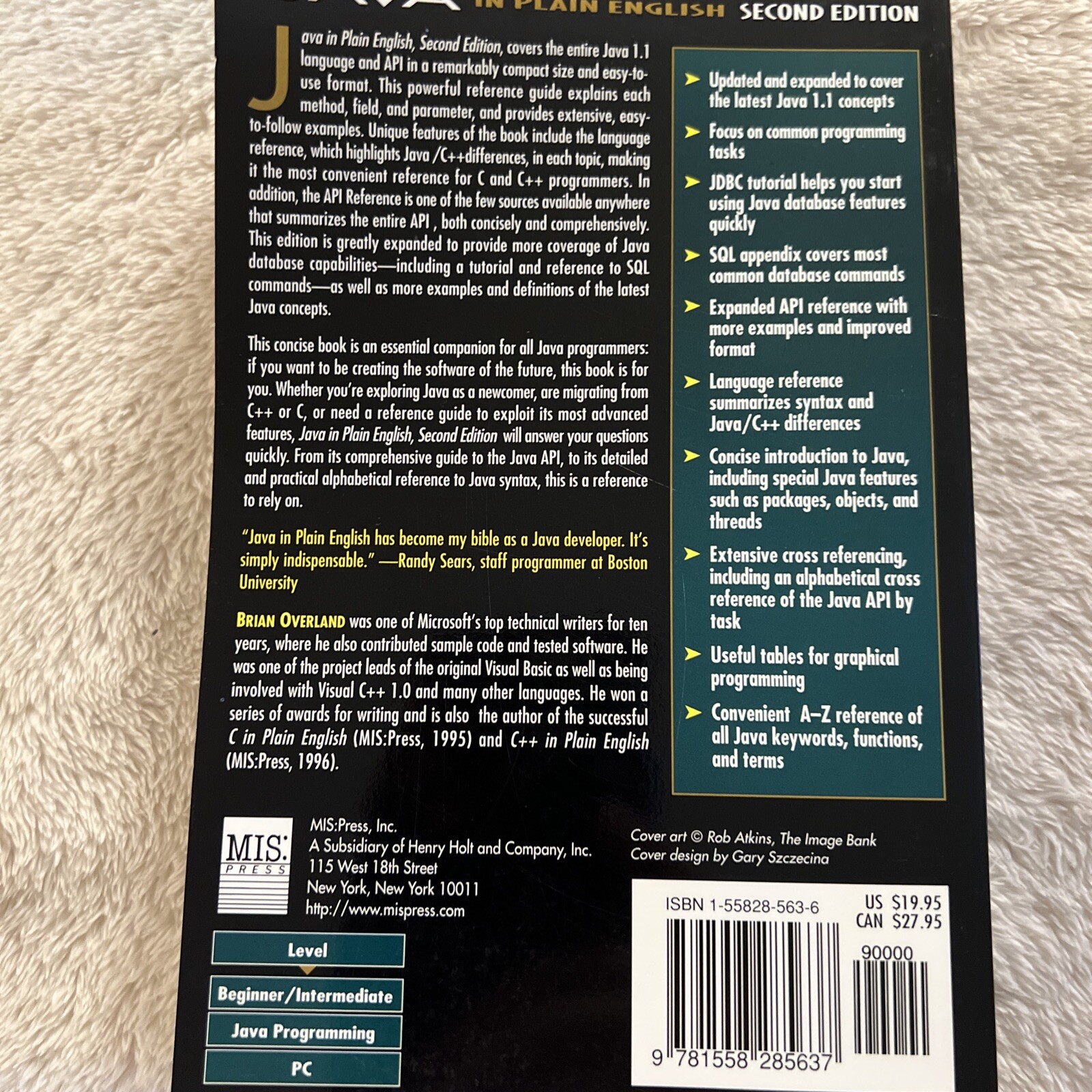 Java 1.1 in Plain English 2nd Edition 1997 by Brian Overland Paperback