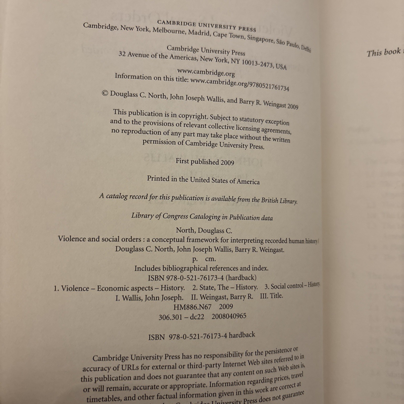 Violence and Social Orders : A Conceptual Framework for Interpreting Recorded…