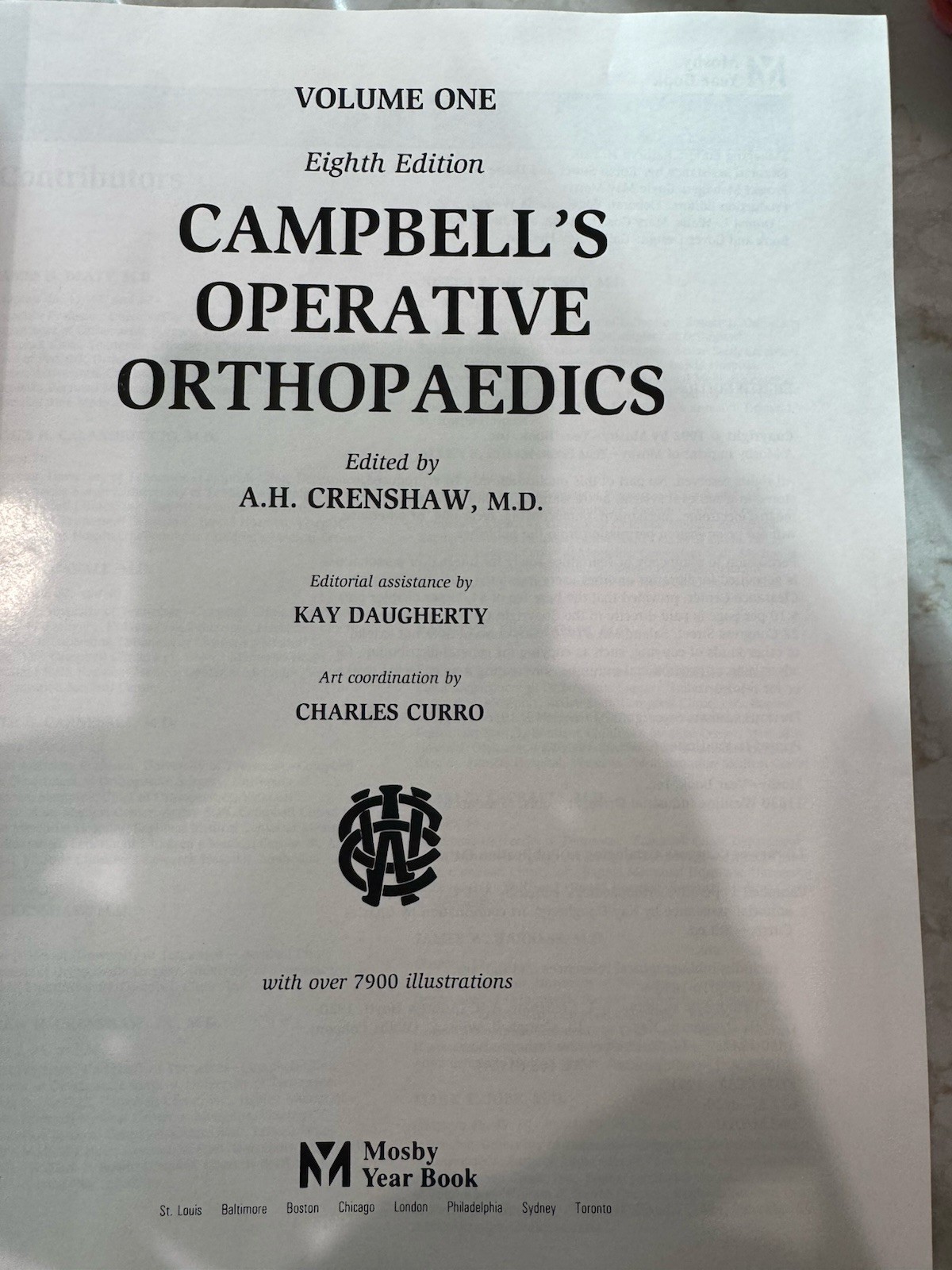 Campbell’s Operative Orthopaedics Vol. 1-5, 8th Edition 1992 Campbells Crenshaw