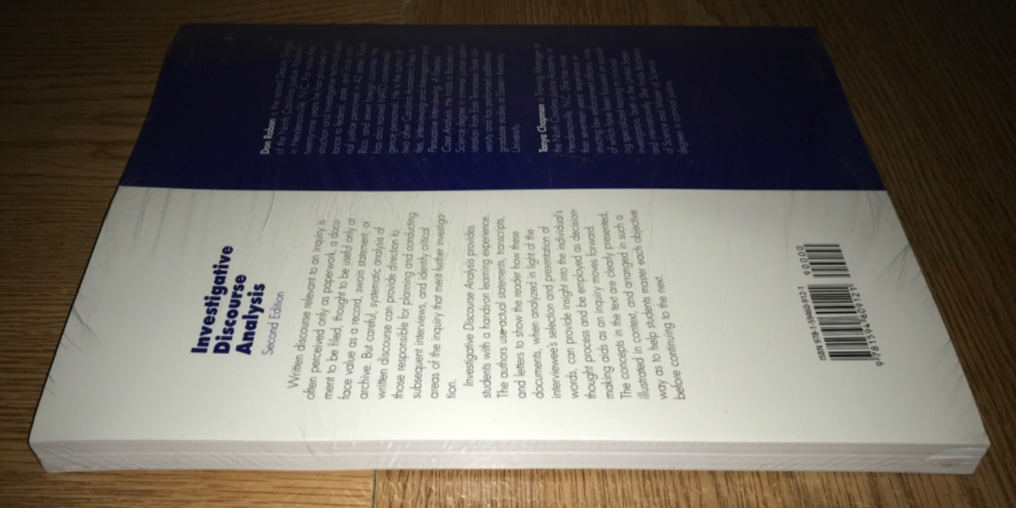 INVESTIGATIVE DISCOURSE ANALYSIS SECOND 2nd EDITION BOOK D RABON NEW IN PLASTIC