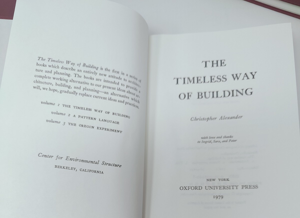 Timeless Way Building, Oregon Ex., Pattern Language HC, A Christopher ACCEPTABLE