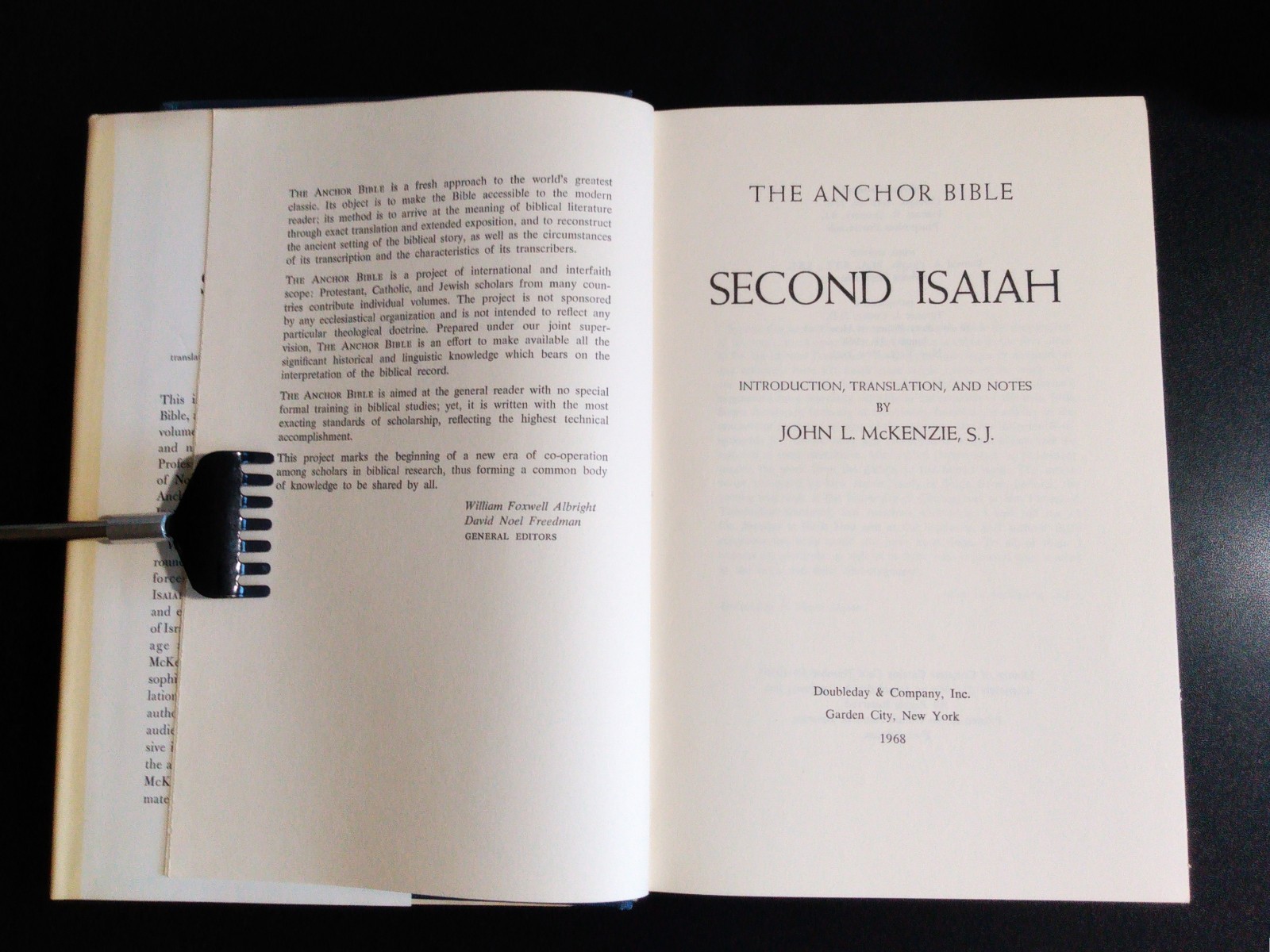 SECOND ISAIAH – John L. McKenzie (hc/dj) THE ANCHOR BIBLE (Volume 20) 1st Ed