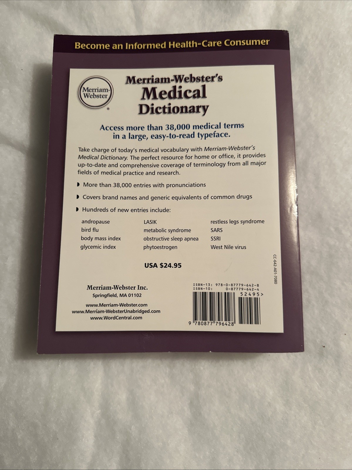 Merriam-webster’s Medical Dictionary – Mass Market Paperback – GOOD