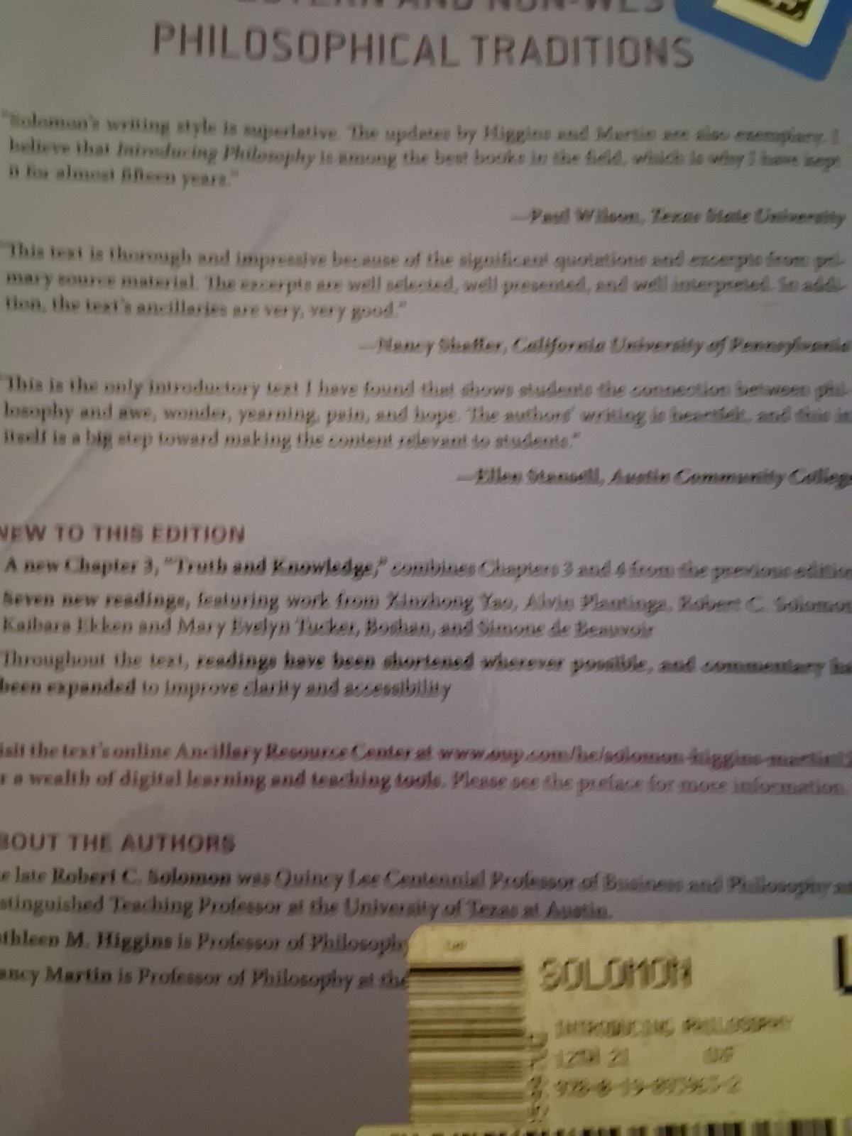 Introducing Philosophy 12th Edition Solomon Higgins Martin Oxford Textbook