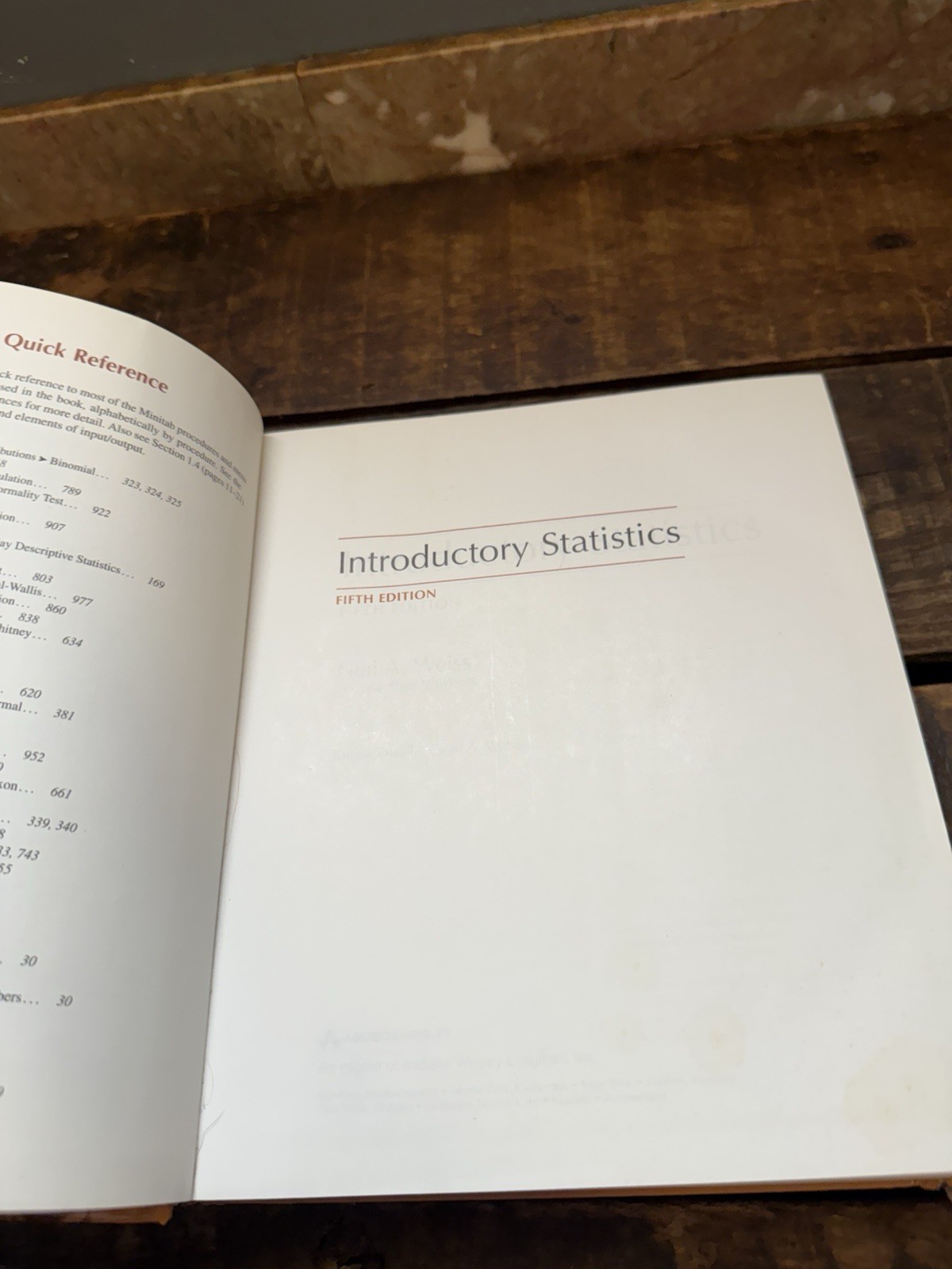 Introductory Statistics 5th Edition Neil A. Weiss Hardcover w/ DataDisk CD