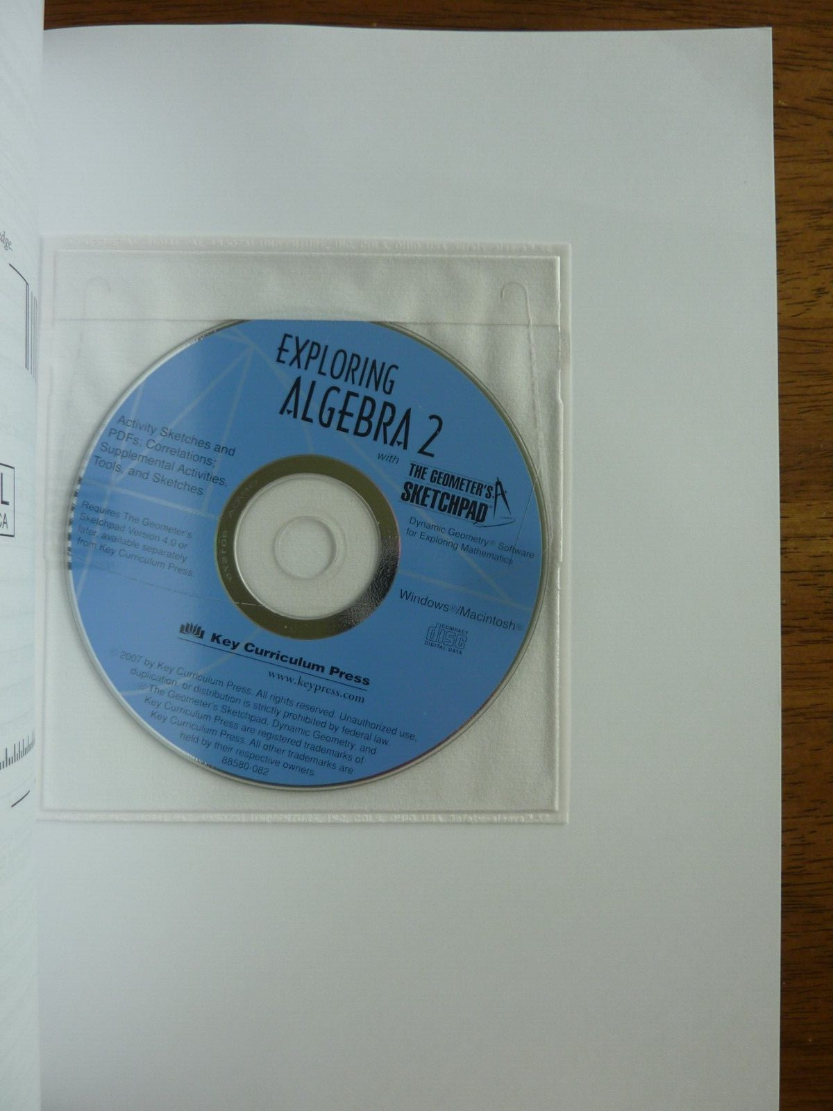 Key Curriculum Press: Exploring Algebra 2 (Geometer’s Sketchpad CD-ROM) LIKE NEW