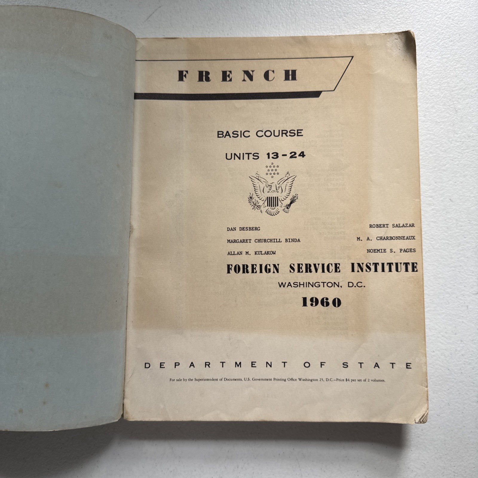 Foreign Service Insitute French Basic Course Units 13-24 1960
