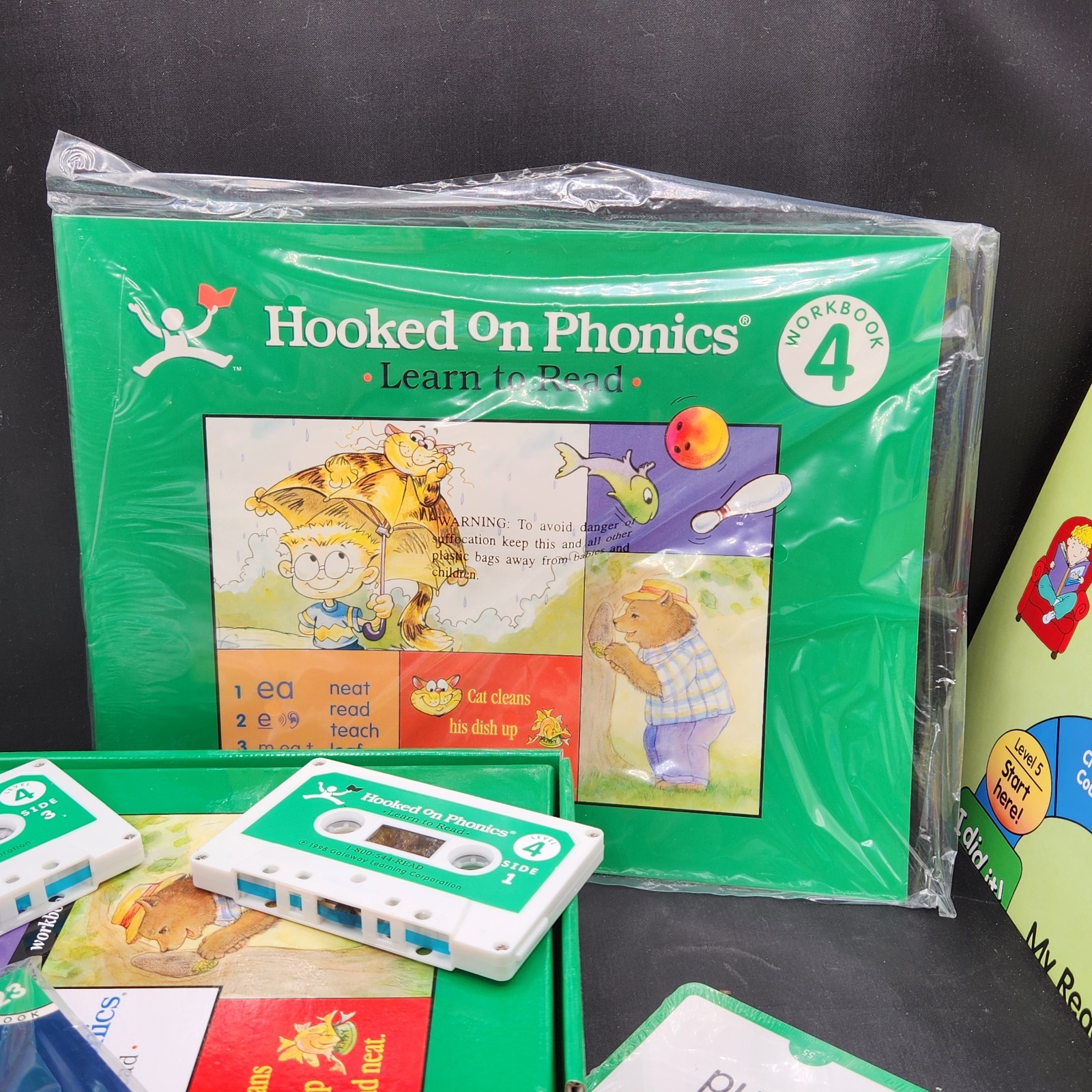 Hooked On Phonics Learn To Read Level 4 Box Set Workbook Books Cassettes Vintage