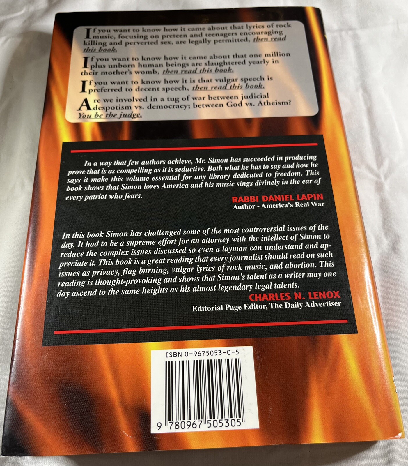 THE DEVIL IN THE LAW : A JUDICIAL MORAL AND JURIDICAL By J. Minos Simon HC