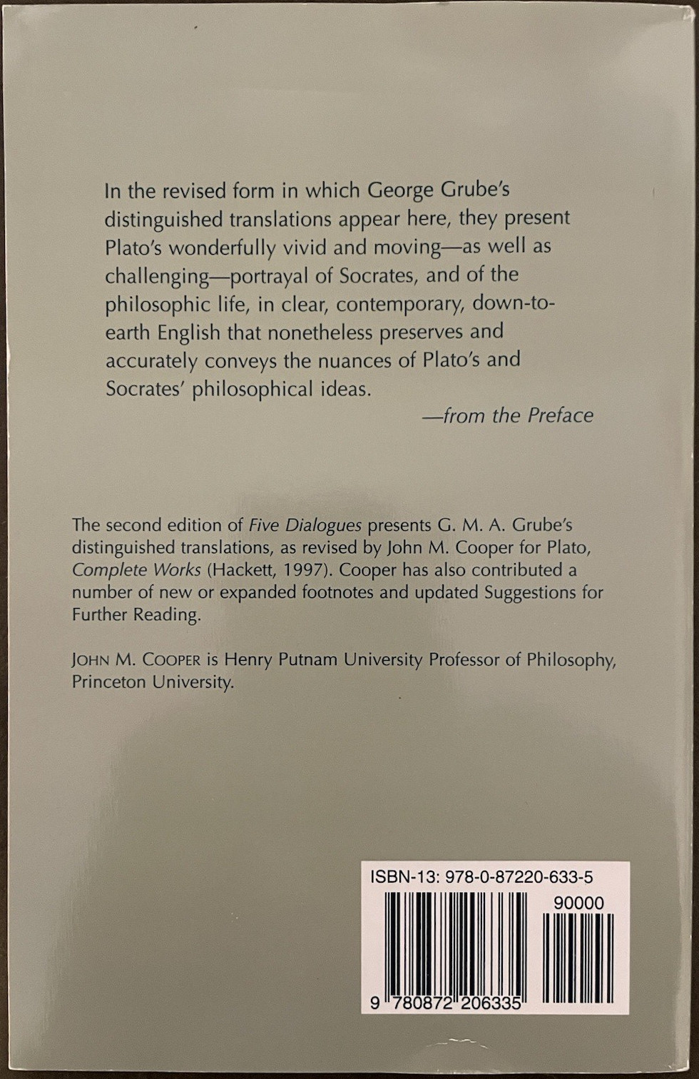 Hackett Classics Ser.: Plato: Five Dialogues: Euthyphro, Apology, Crito, Meno
