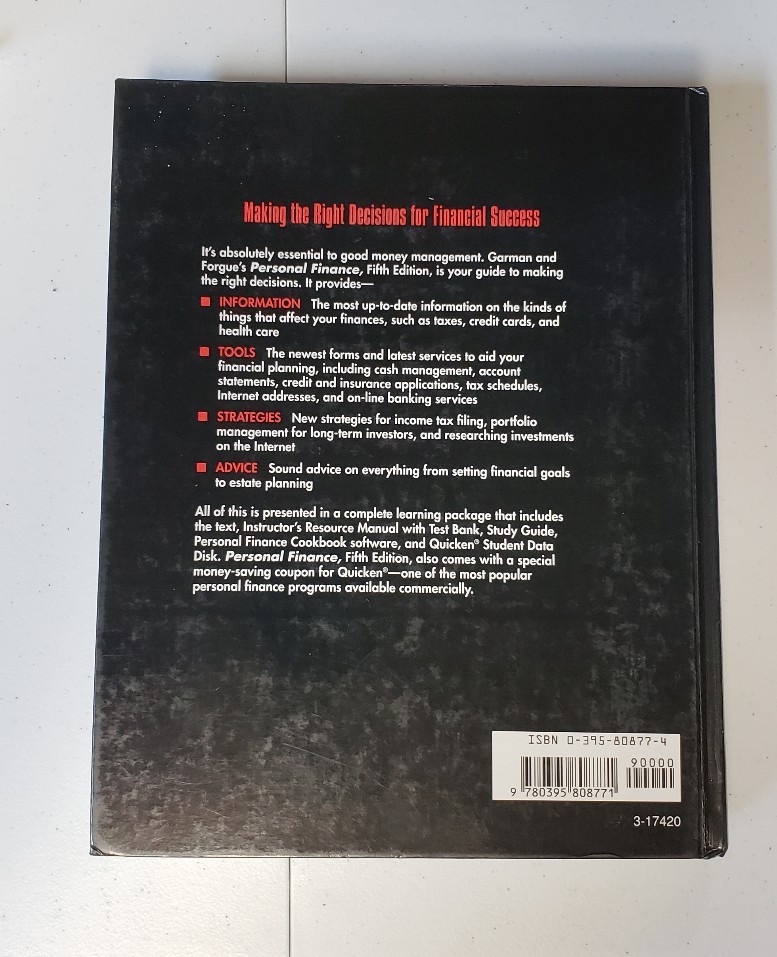 Personal Finance Garman, E. Thomas Like New Hardcover 5th Edition 1996