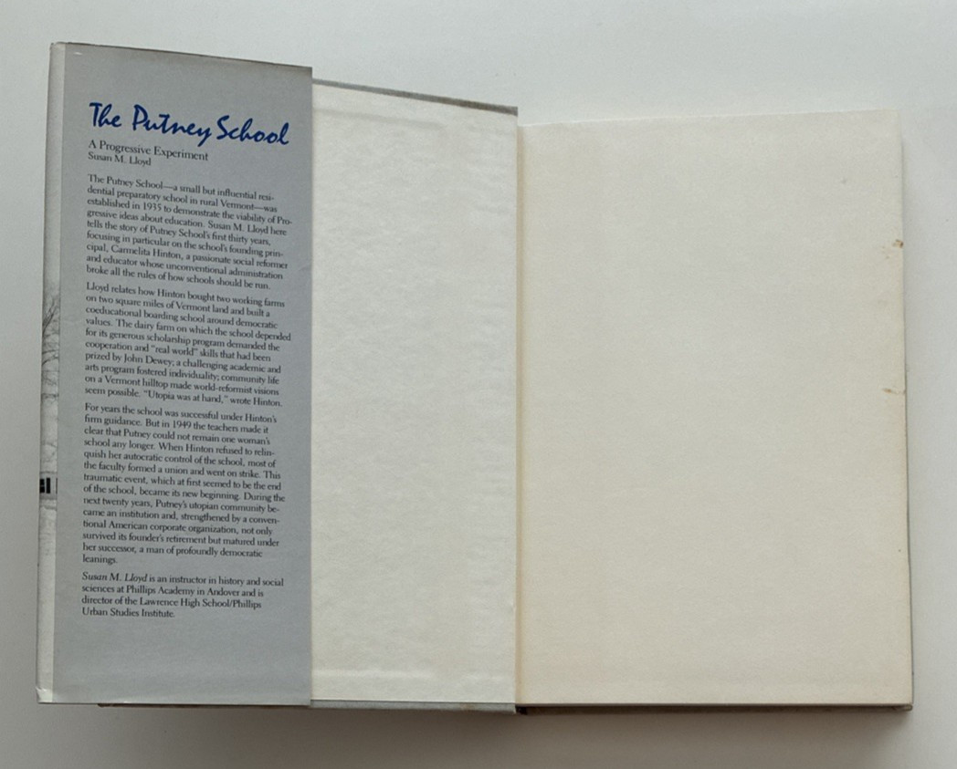 1987 The Putney School A Progressive Experiment Susan Lloyd Yale Press HC/DJ