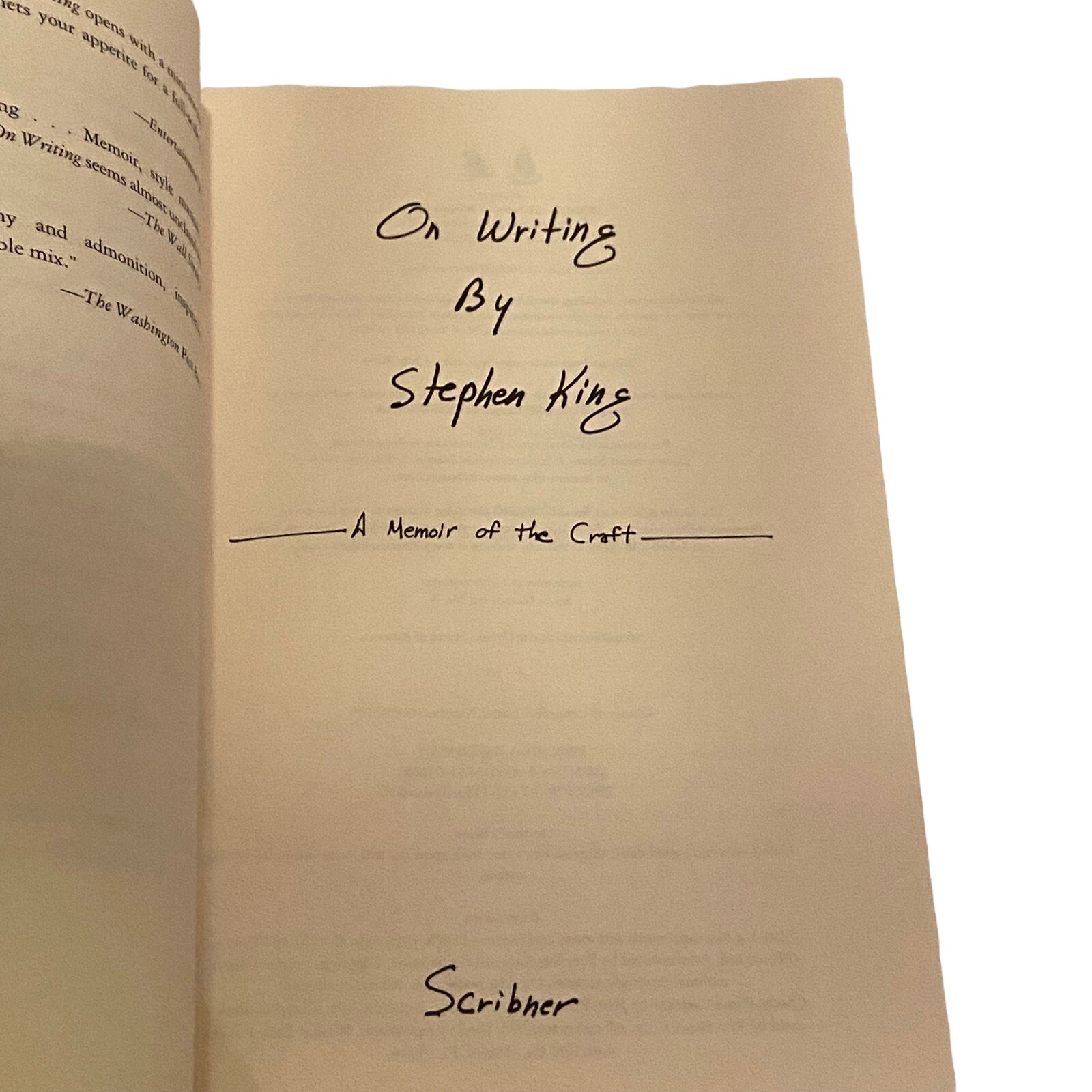 Stephen King On Writing: A Memoir of the Craft Paperback Book Author Writer 2000