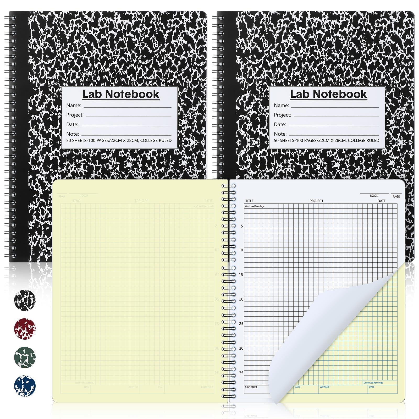2 Pack Carbonless Lab Notebook Carbon Copy 8.5” x 11” 50 Sets of Pages 100 …