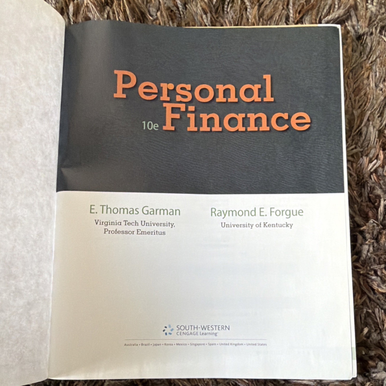 Personal Finance 10th Edition Hardcover Garman Forgue South-Western Cengage