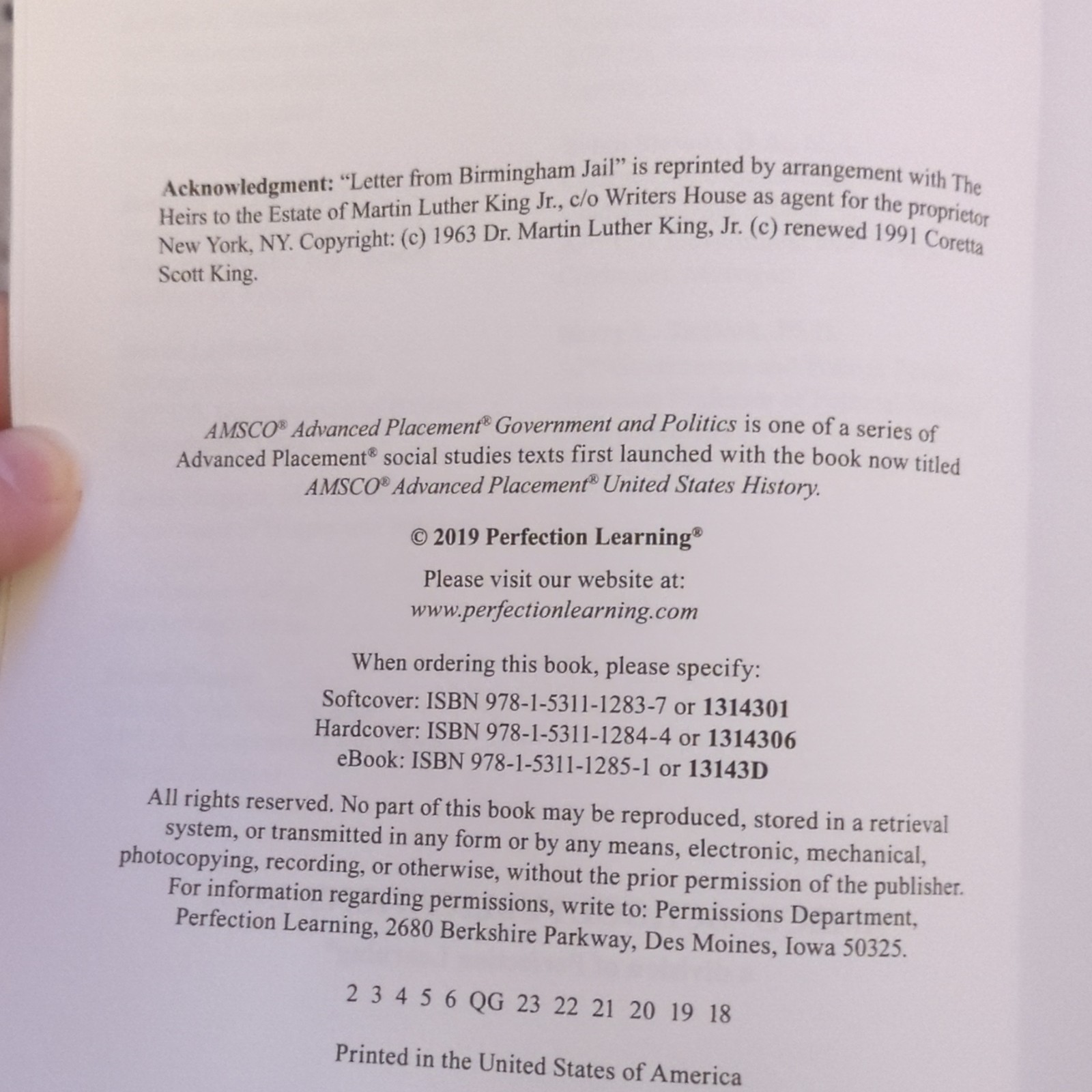 AMSCO AP United States Government & Politics 2019 Paperback Wolfford 704p