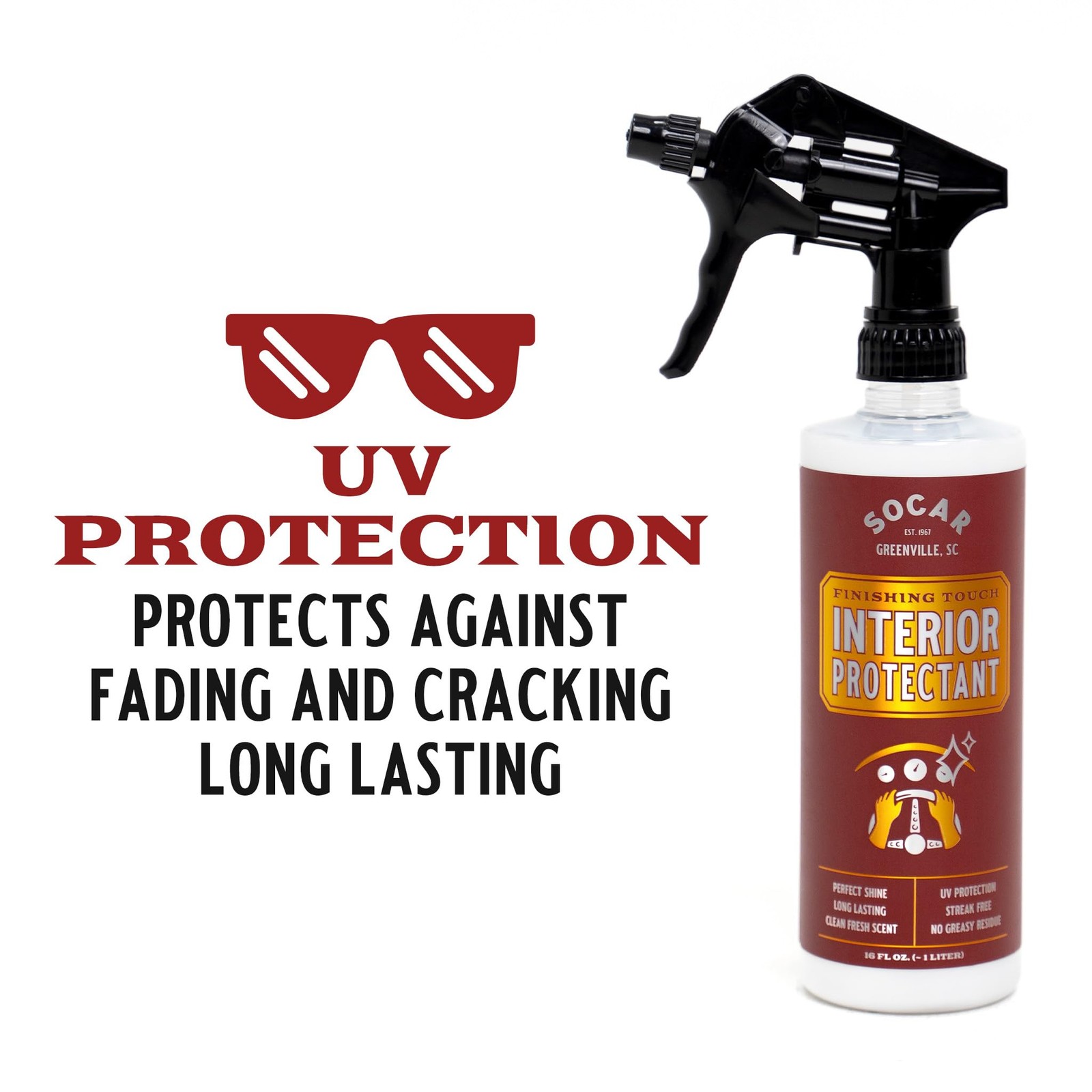 SOCAR Finishing Touch Interior Protectant – 16 fl oz, Professional Grade Dres…