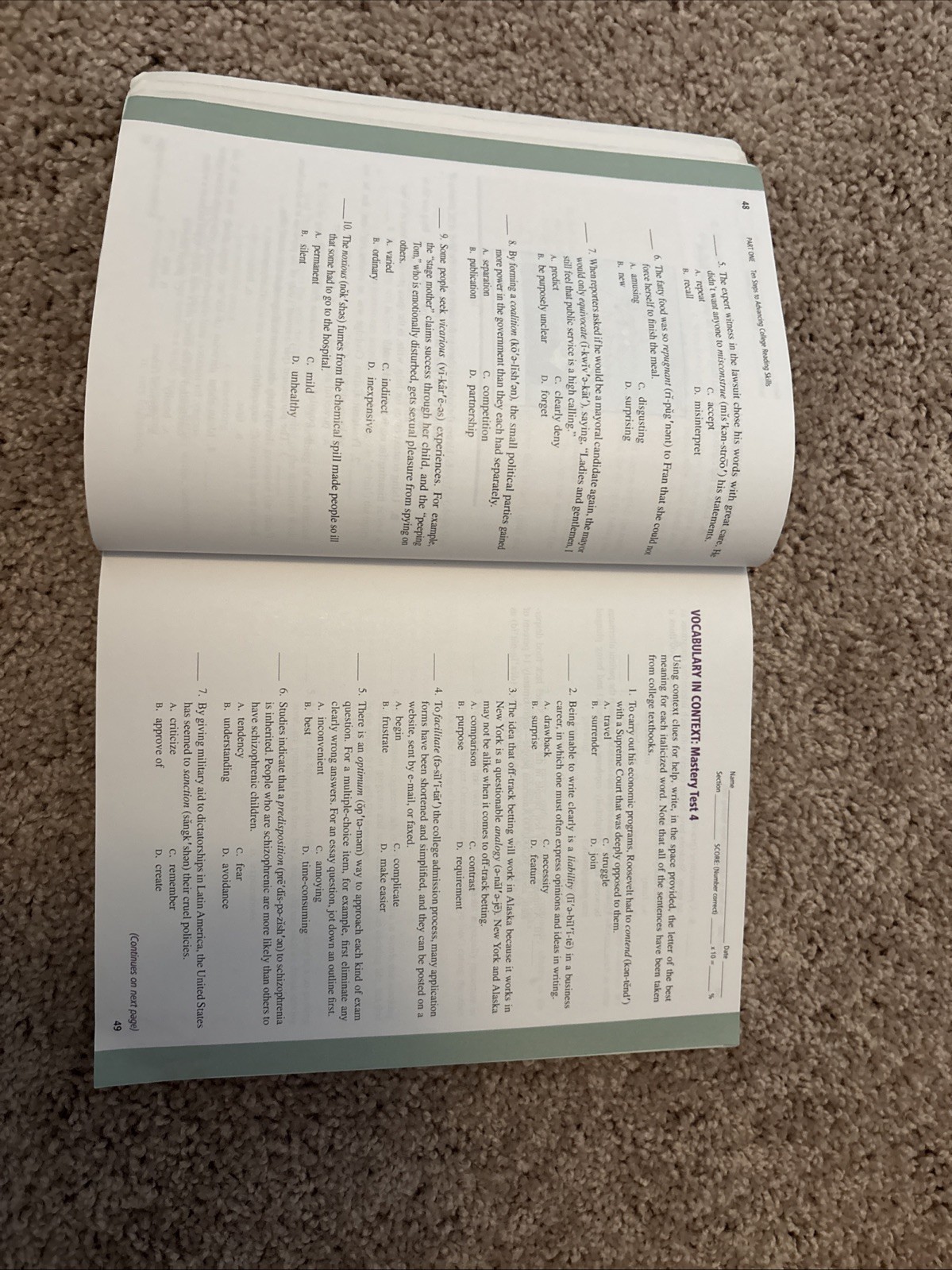 Townsend Press Reading Ser.: Ten Steps to Advancing College Reading Skills