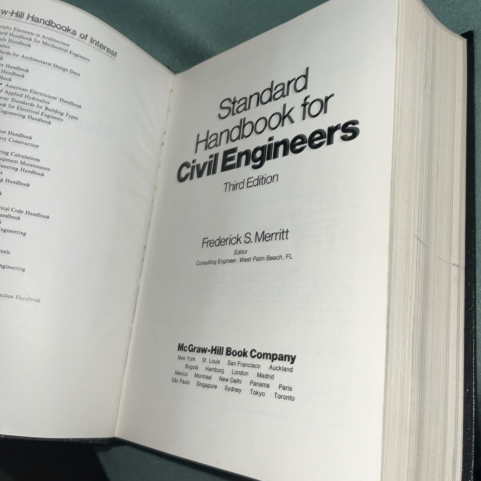 Standard Handbook for Civil Engineers – Hardcover By Frederick S. Merritt – GOOD