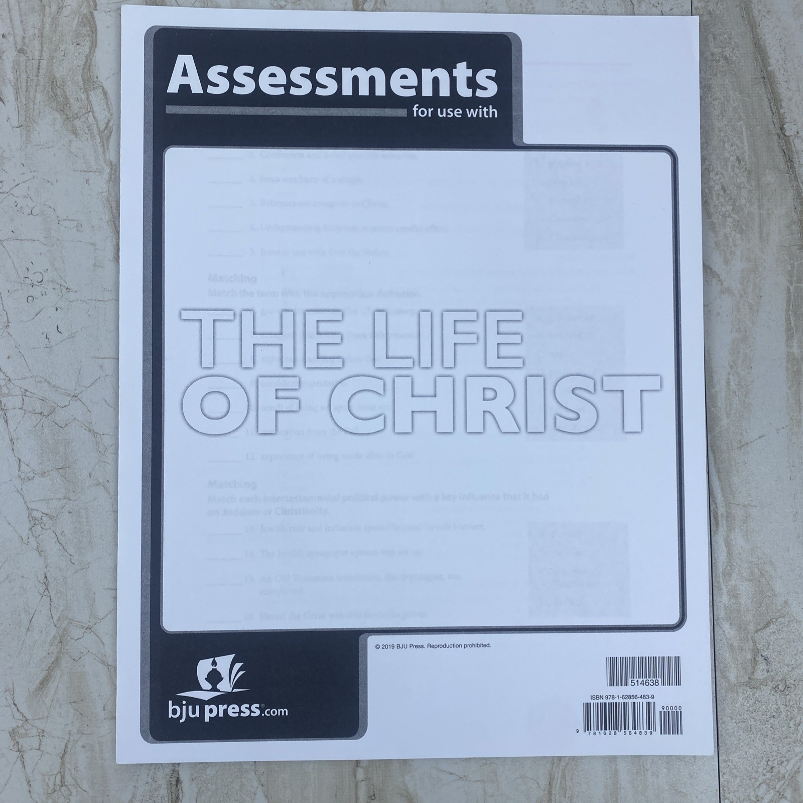 BJU Press The Life of Christ Student Text and Activities Book AND Assessments!