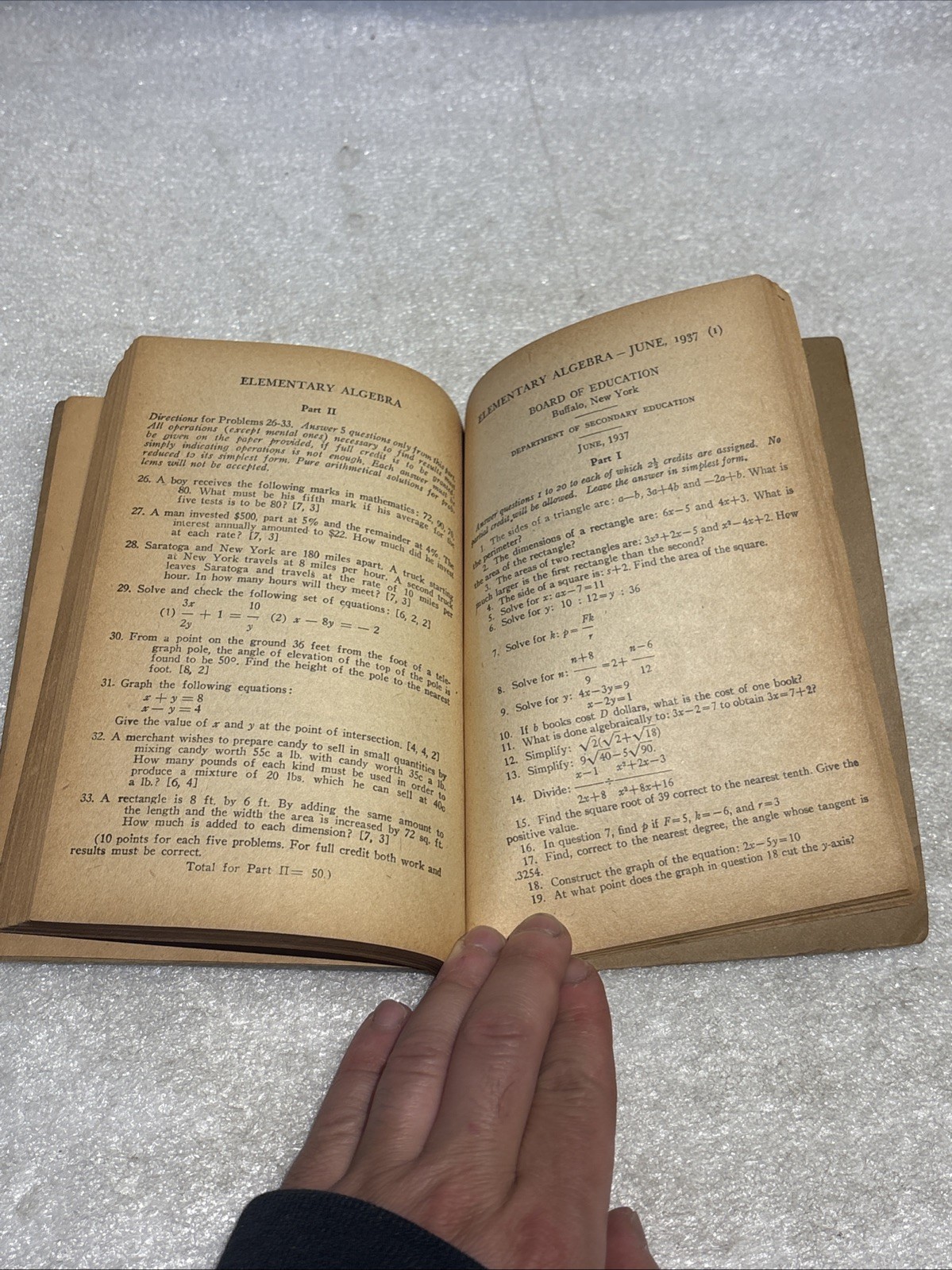 Rare & Vintage Paperback Elementary Algebra 192 Pages 1946 Cambridge Book Co.