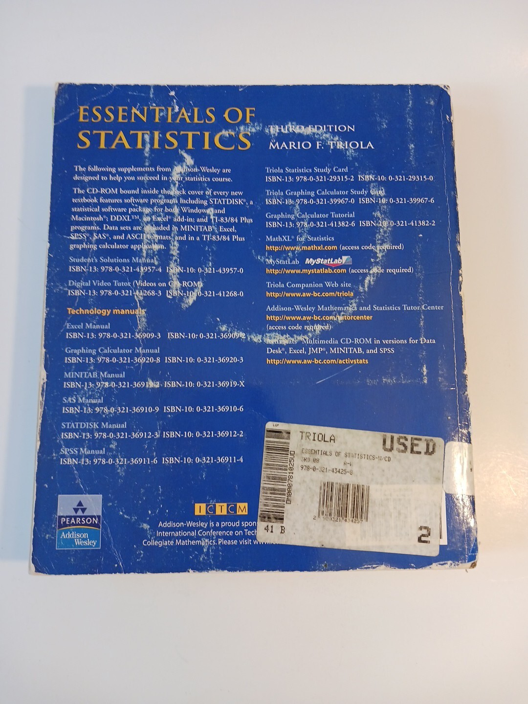 Essentials of Statistics Third Edition by Mario F. Triola (2008, CD-ROM Incld