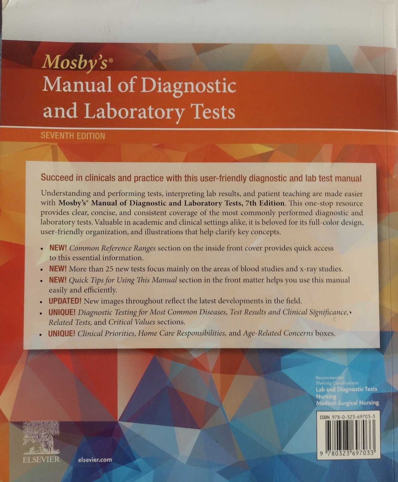 Mosby’s Manual of Diagnostic and Laboratory Tests, 7th Edition,Pagana, Theresa