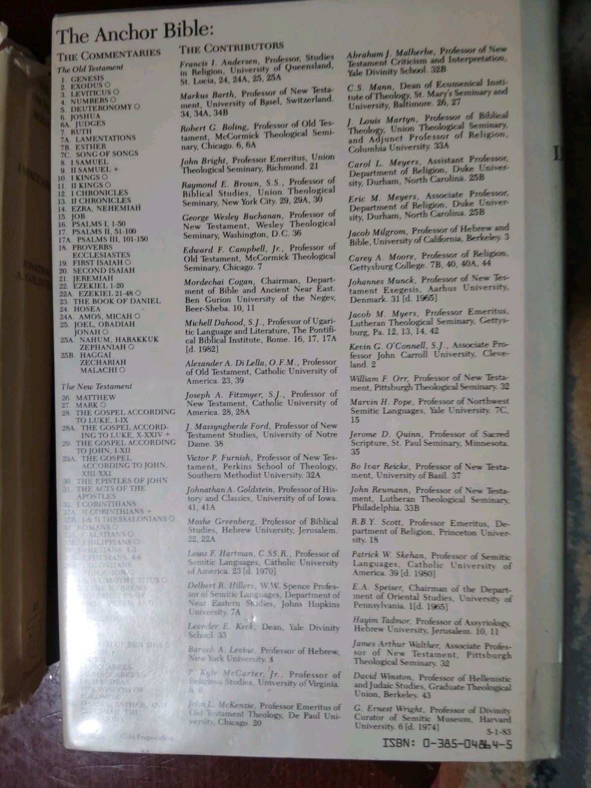 I &II Maccabees (The Anchor Bible, Vol. 41 And 41A) 2 Books