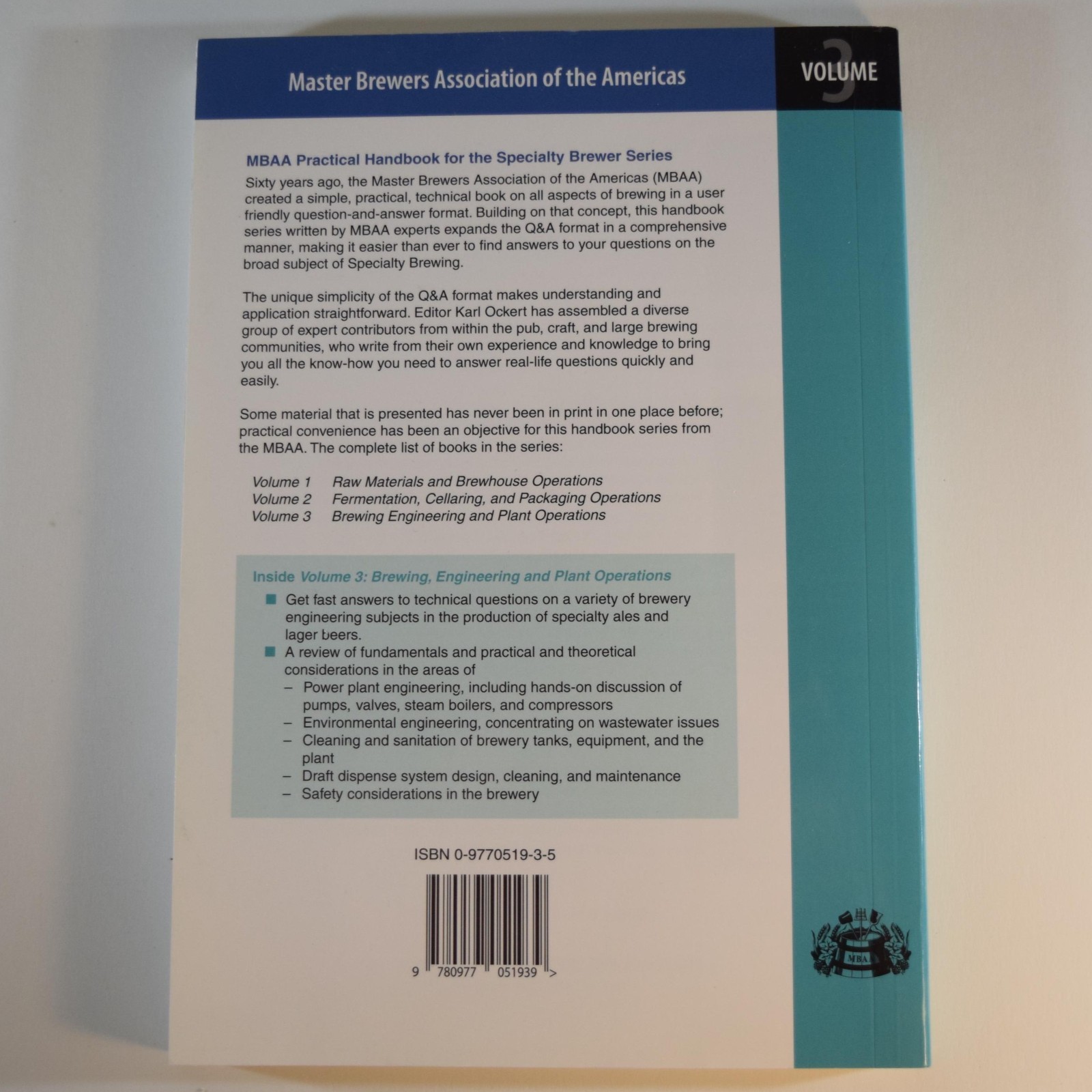 MBAA Practical Handbook for Specialty Brewer 3 Volumes + Calculations + Quality