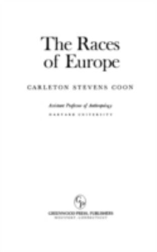 Races of Europe by Not Available (1972, Hardcover)