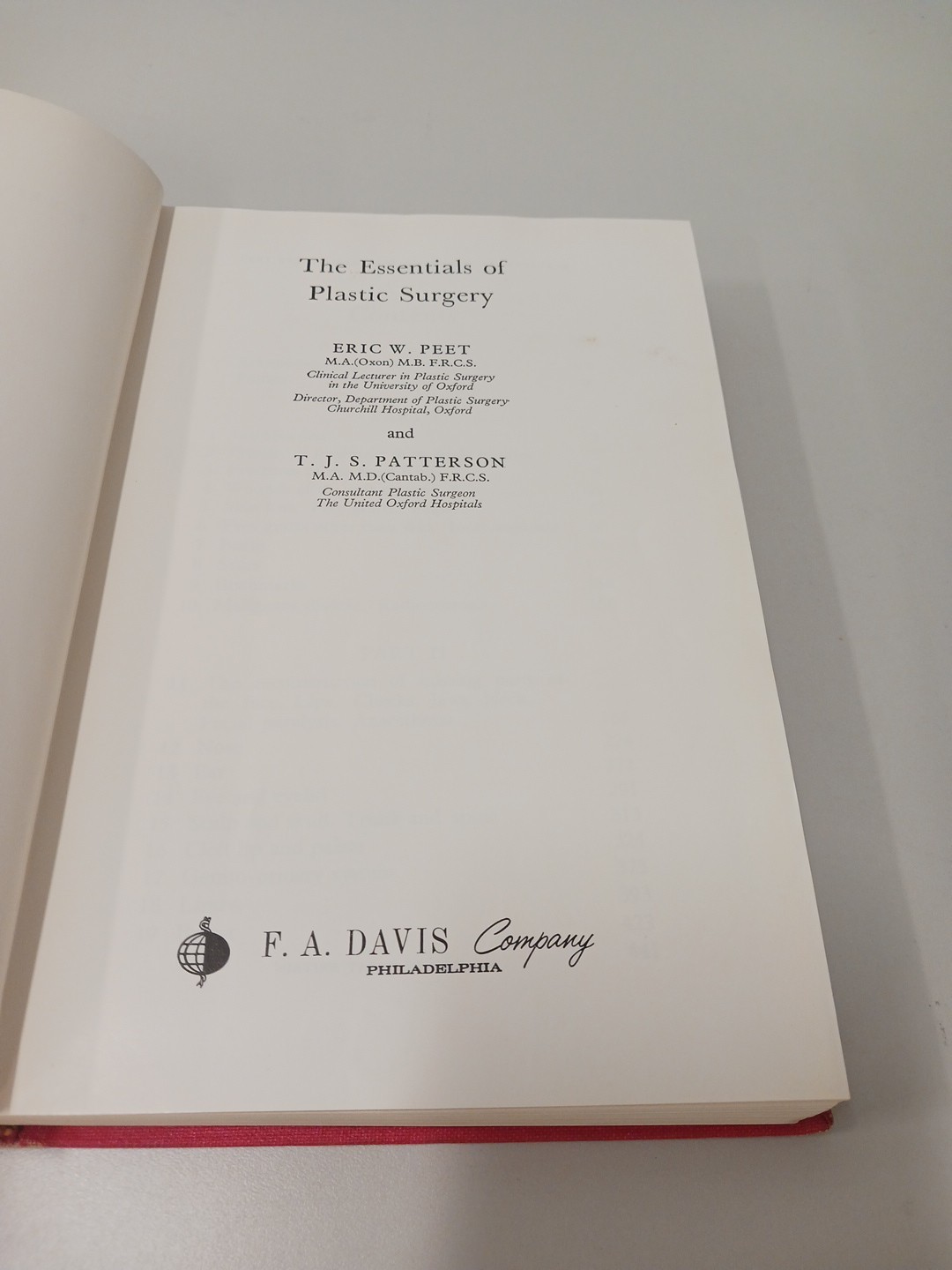 Essentials Of Plastic Surgery Peet And Patterson 1st Edition 1963