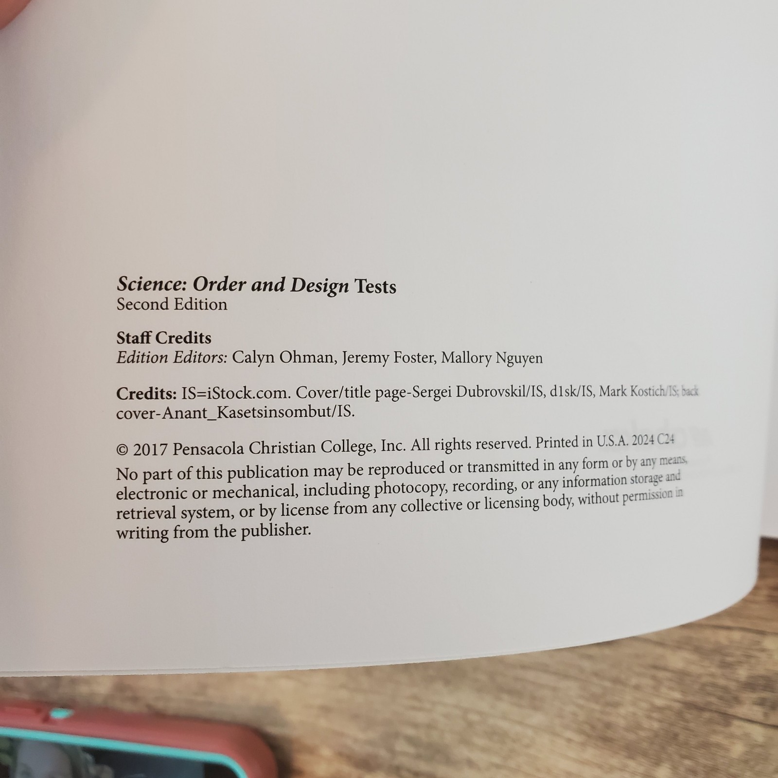 Abeka Science Order & Design Tests and Teacher’s Key Unused