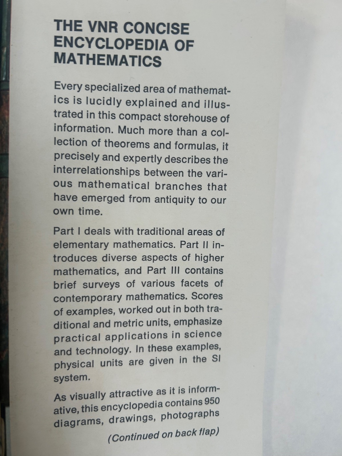 The VNR Concise Encyclopedia of Mathematics – Hardcover, Dust Jacket, 760 pages
