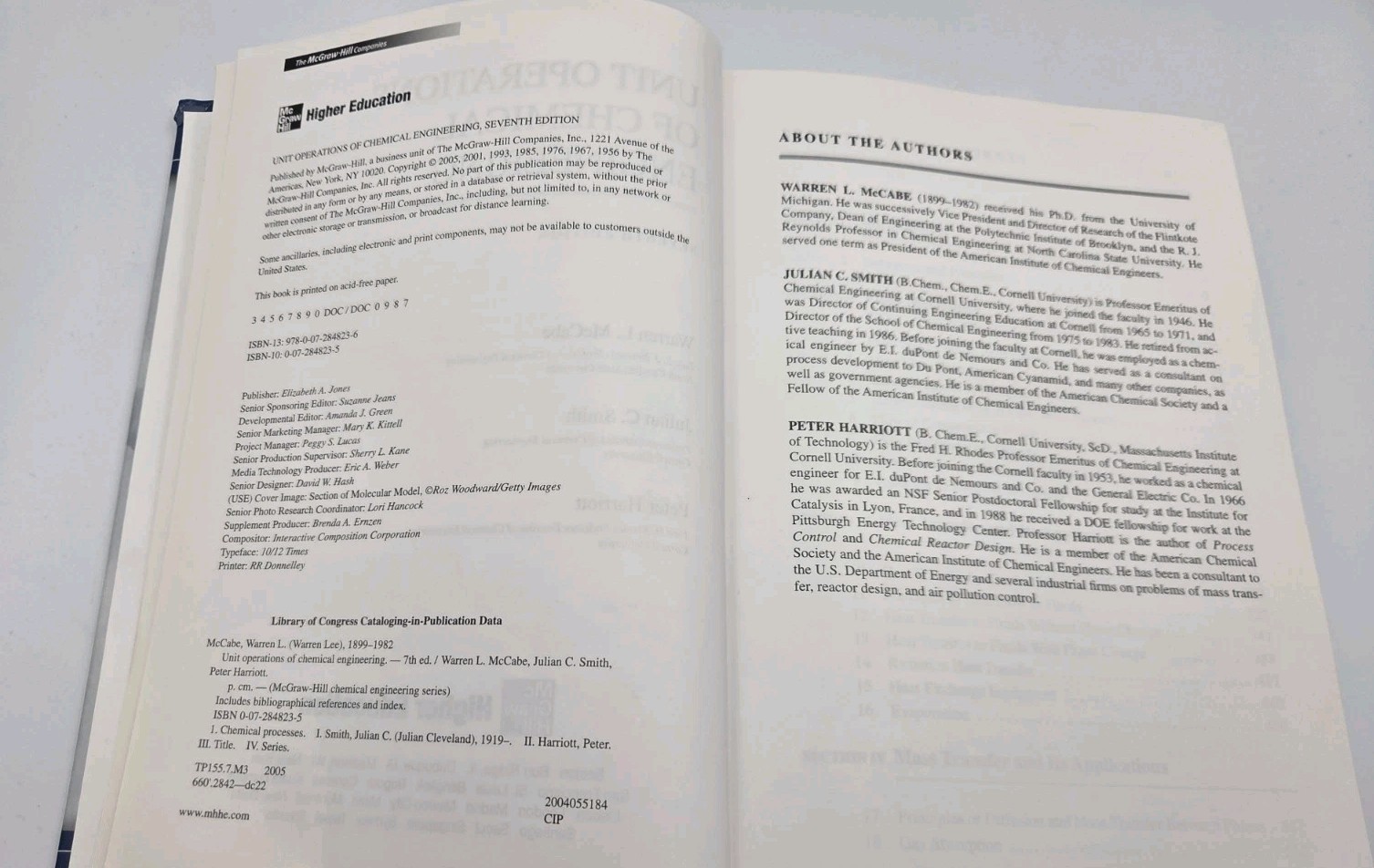Unit Operations of Chemical Engineering (7th Edition) McCabe Smith Harriott (HC)