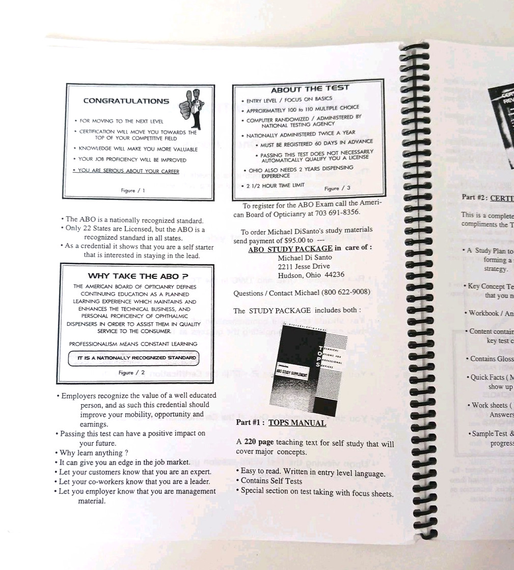 READ ABO Certification Review Book Optician Exam Prep Guide Book Only (No Video)