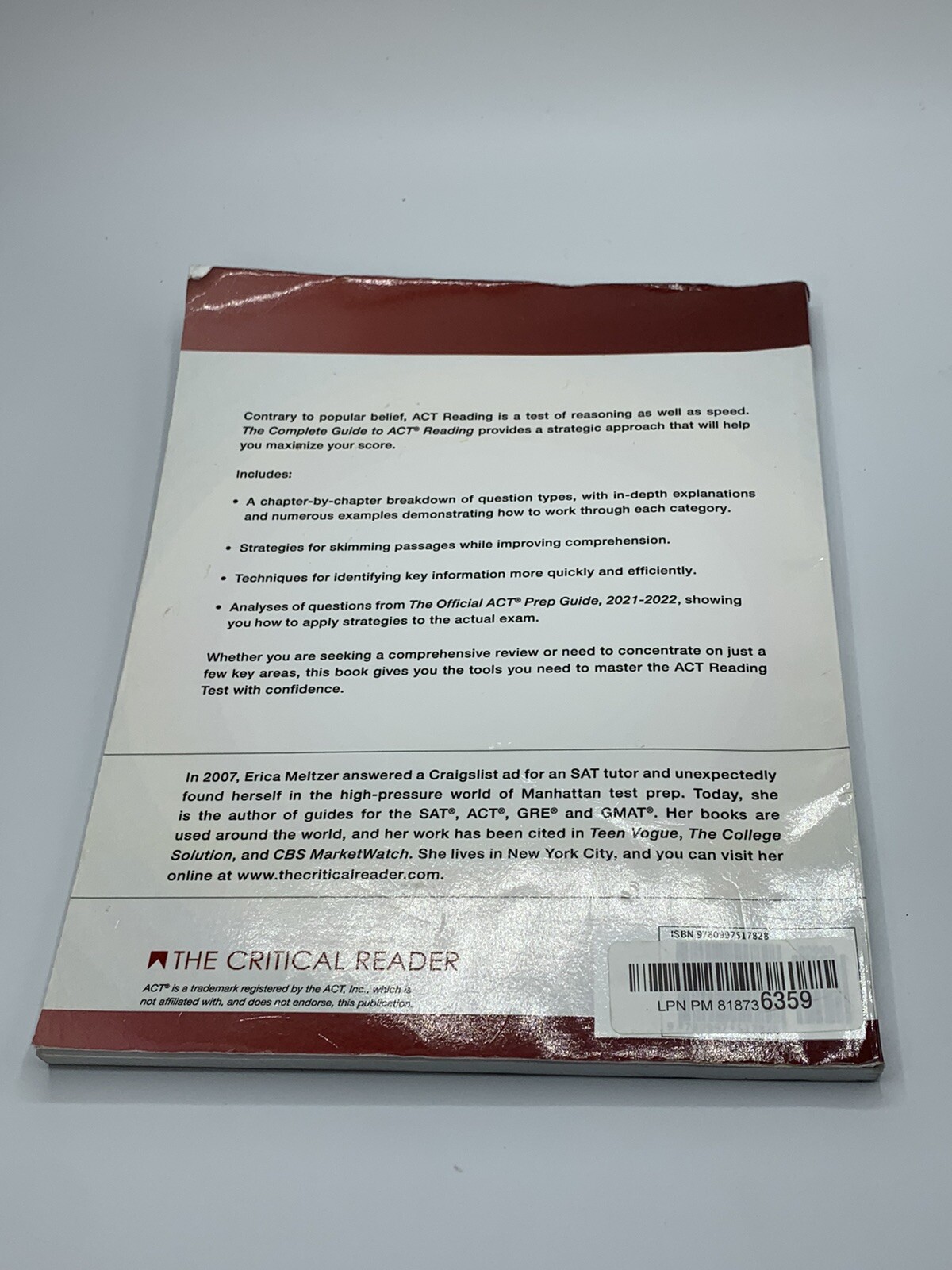 The Complete Guide to ACT Reading, 2nd Edition by Erica L Meltzer: Used