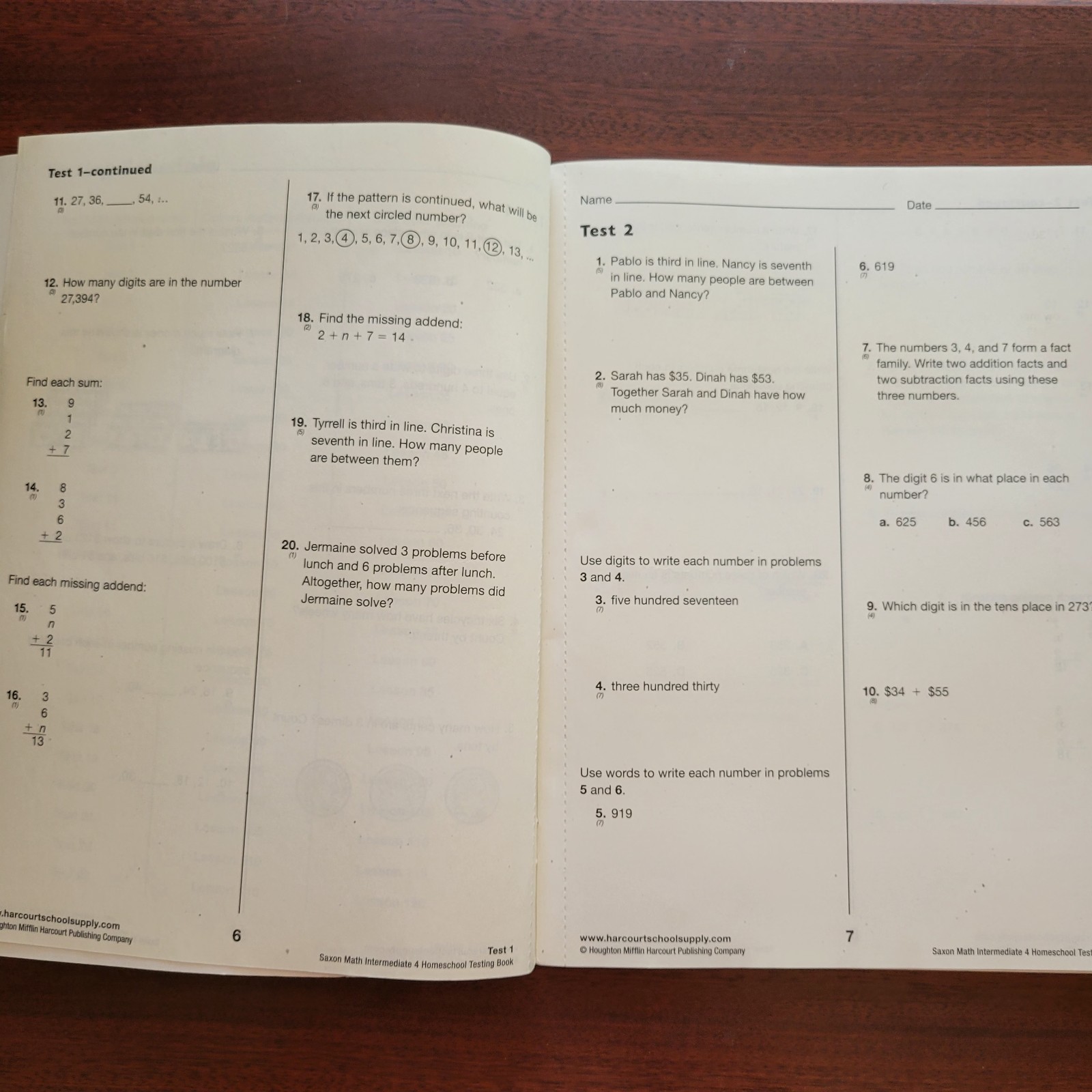 Saxon Intermediate 4th Grade, Student Edition, Tests, Wkbk, Solution, 4 Books