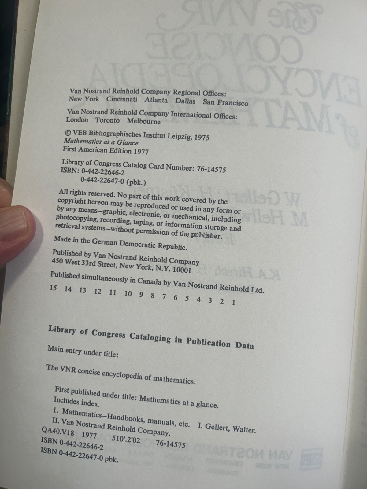 The VNR Concise Encyclopedia of Mathematics – Hardcover, Dust Jacket, 760 pages