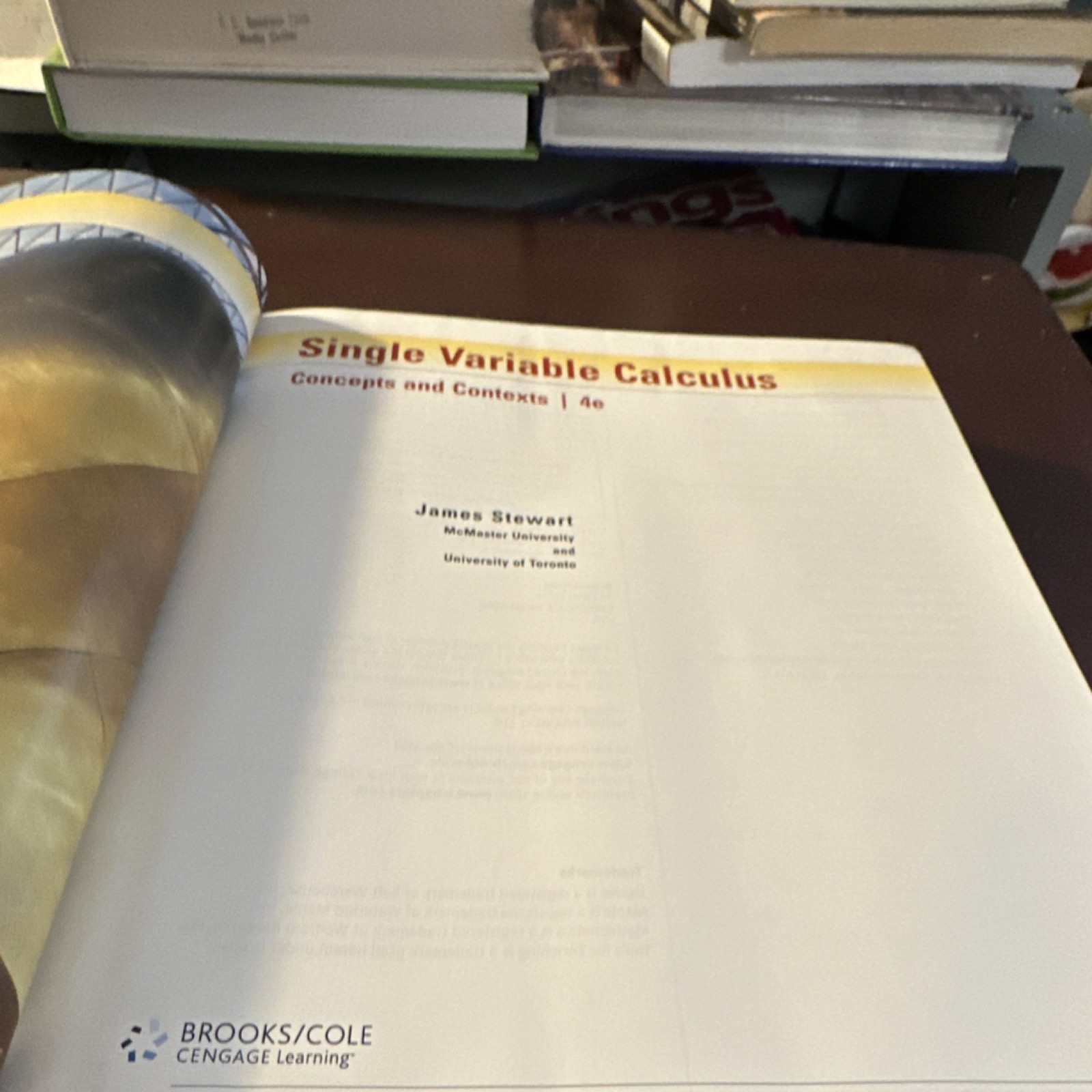 Single Variable Calculus Concepts Stewart Brooks/Cole Hardcover 4th Ed 2009