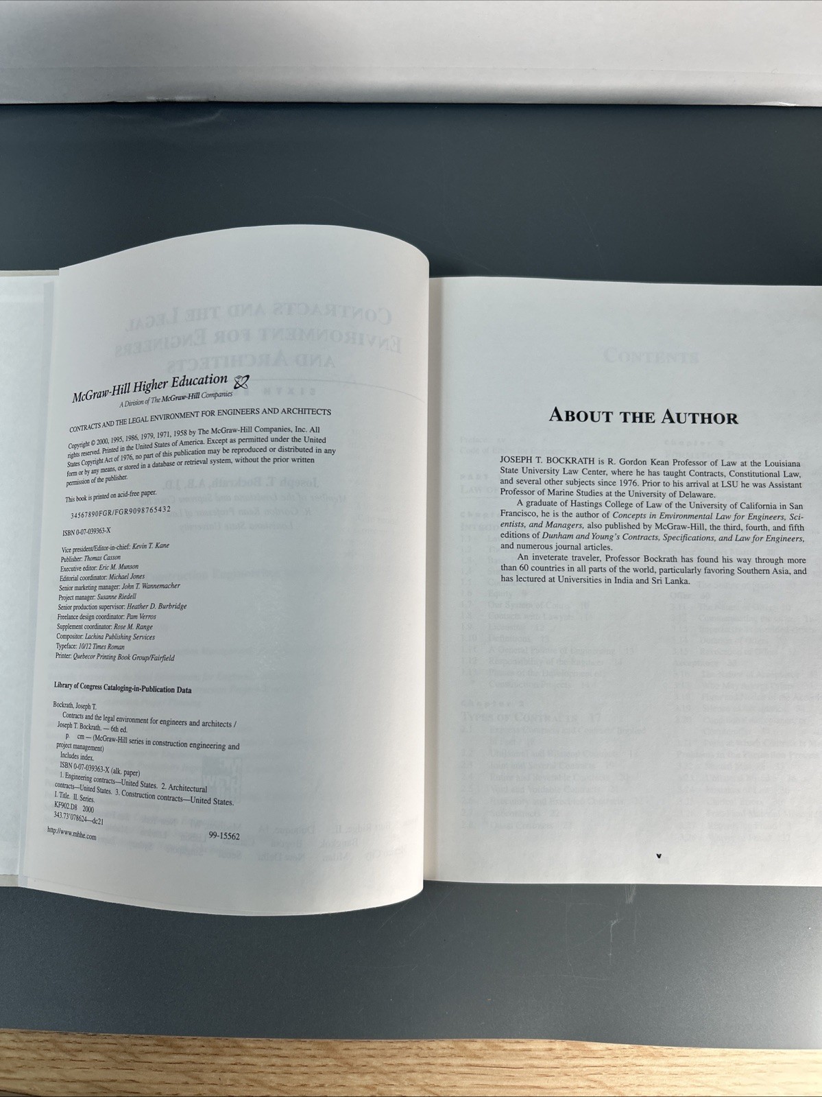 CONTRACTS AND THE LEGAL ENVIRONMENT FOR ENGINEERS AND By Joseph Bockrath
