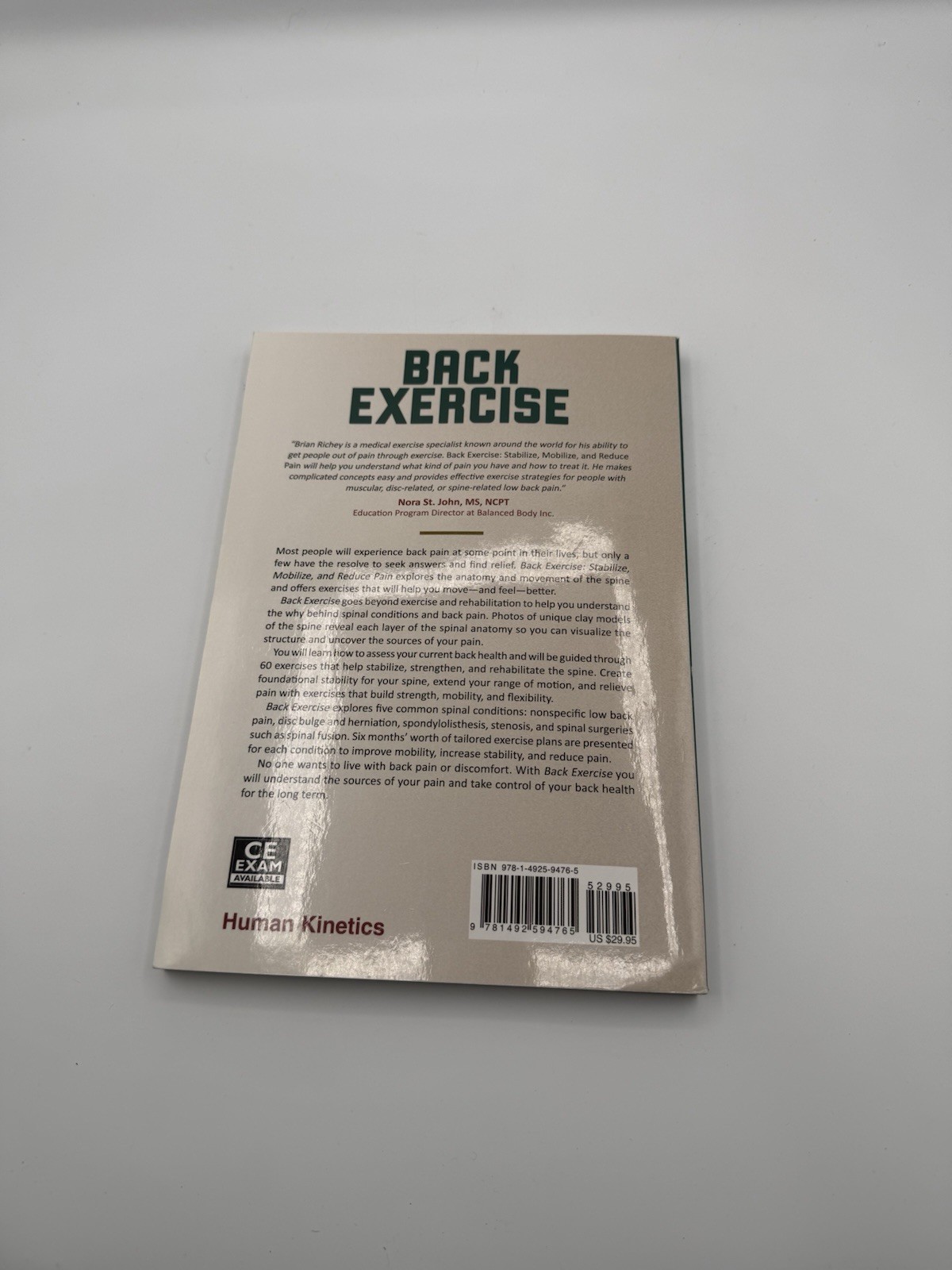 Back Exercise: Stabilize, Mobilize, and Reduce Pain, Richey, Brian, Good