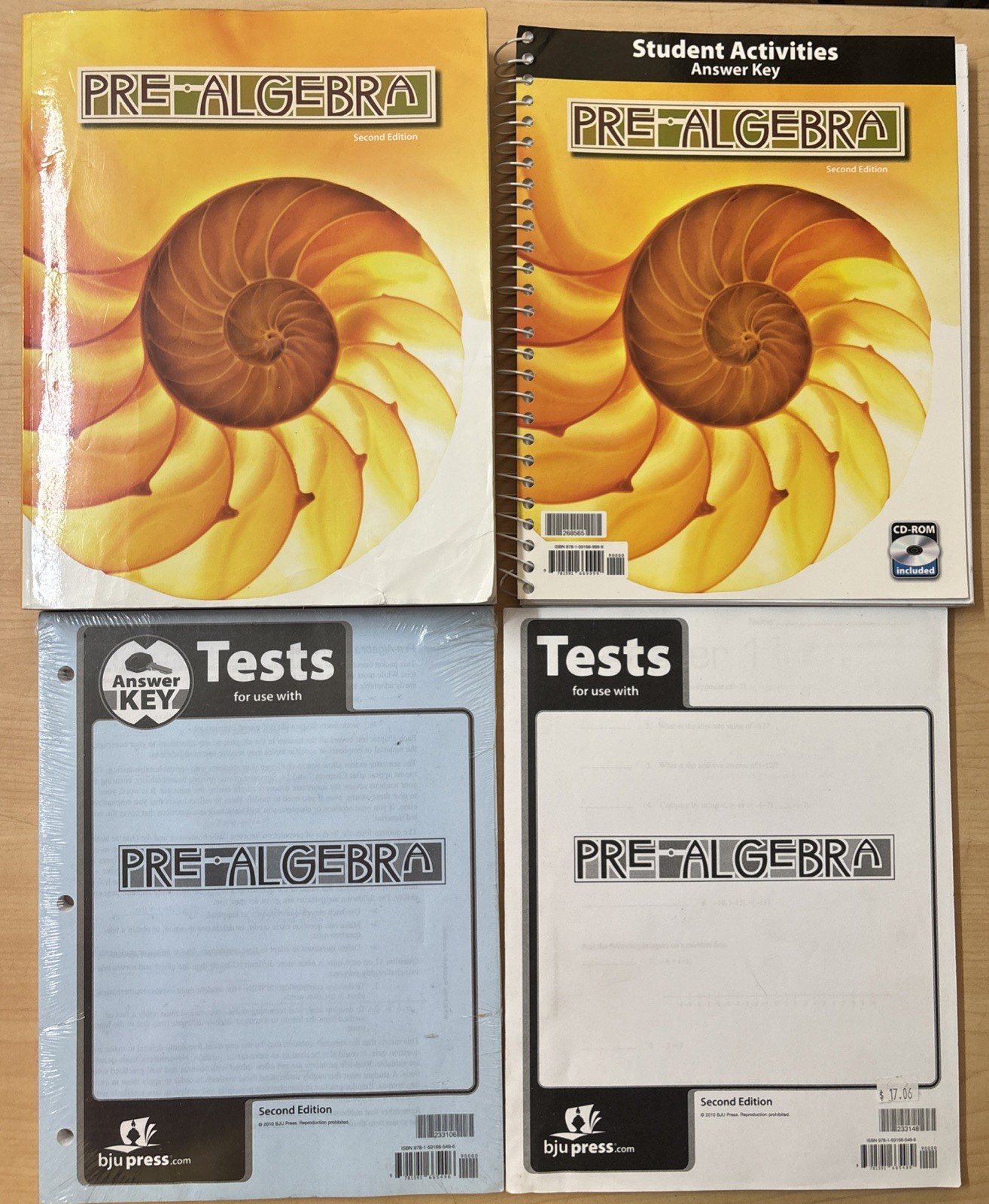Lot 4 BJU Press Pre-Algebra Second Edition Textbook Tests Activities Answer Key