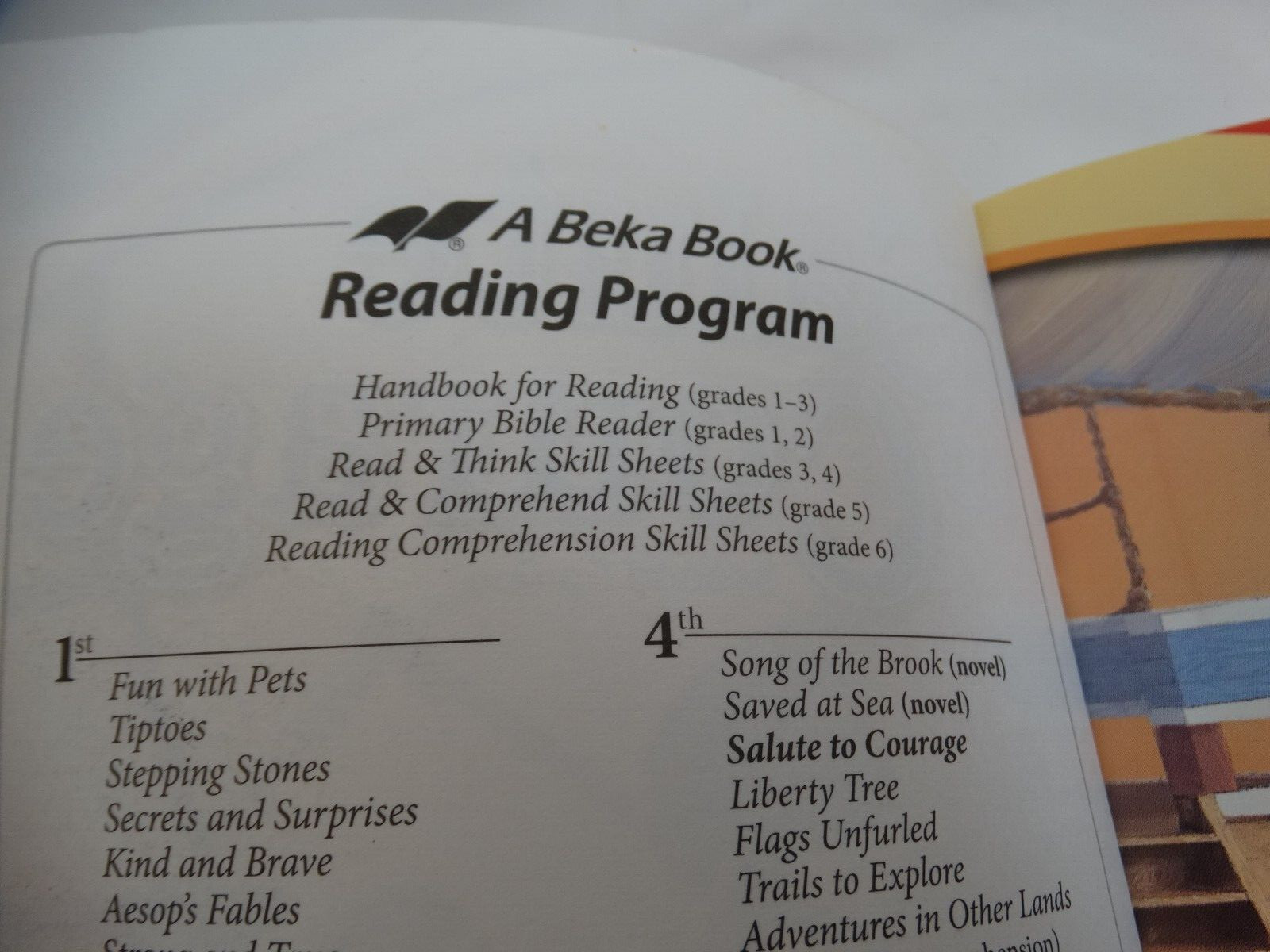 Abeka 4th grade A Beka Book Reading Program lot of 4 Books A B C Novel
