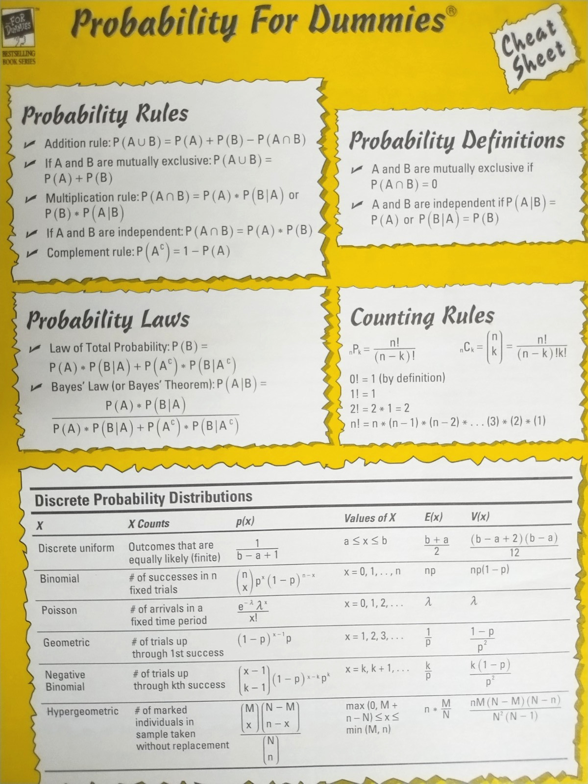 PROBABILITY FOR DUMMIES BY DEBORAH J RUMSEY (2006, TRADE PAPERBACK)